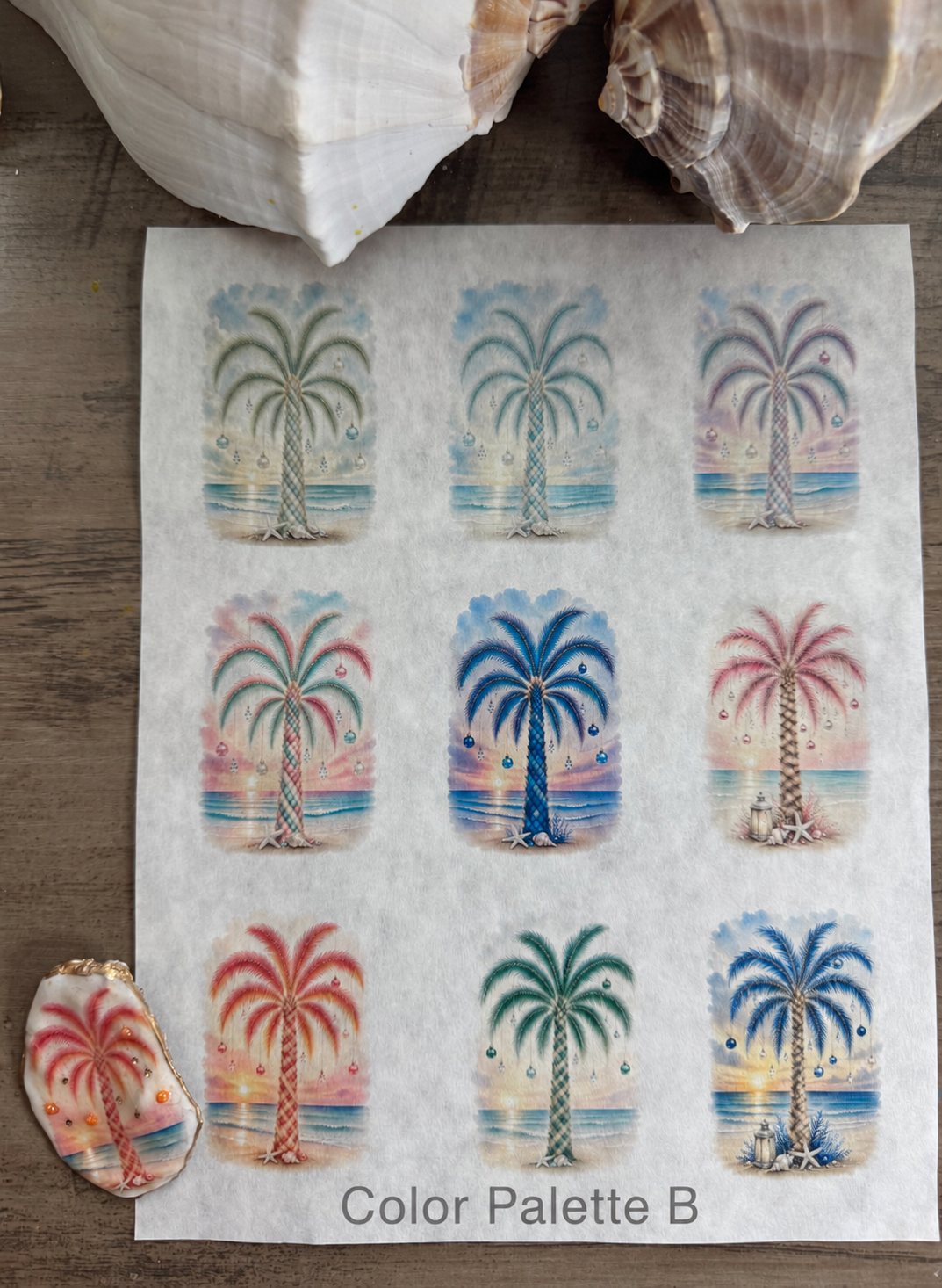Christmas Beach Palm Decoupage Rice Paper