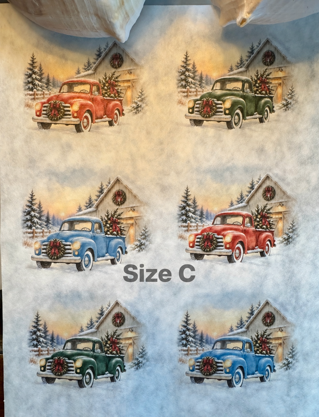 Vintage Coastal Christmas Truck Glow Decoupage Paper