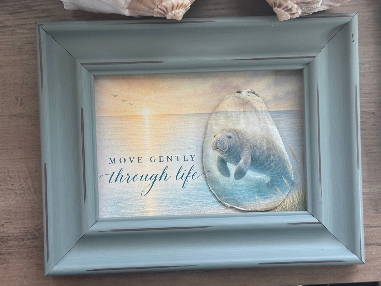 "Move Gently Through Life"-Framed Shell Art