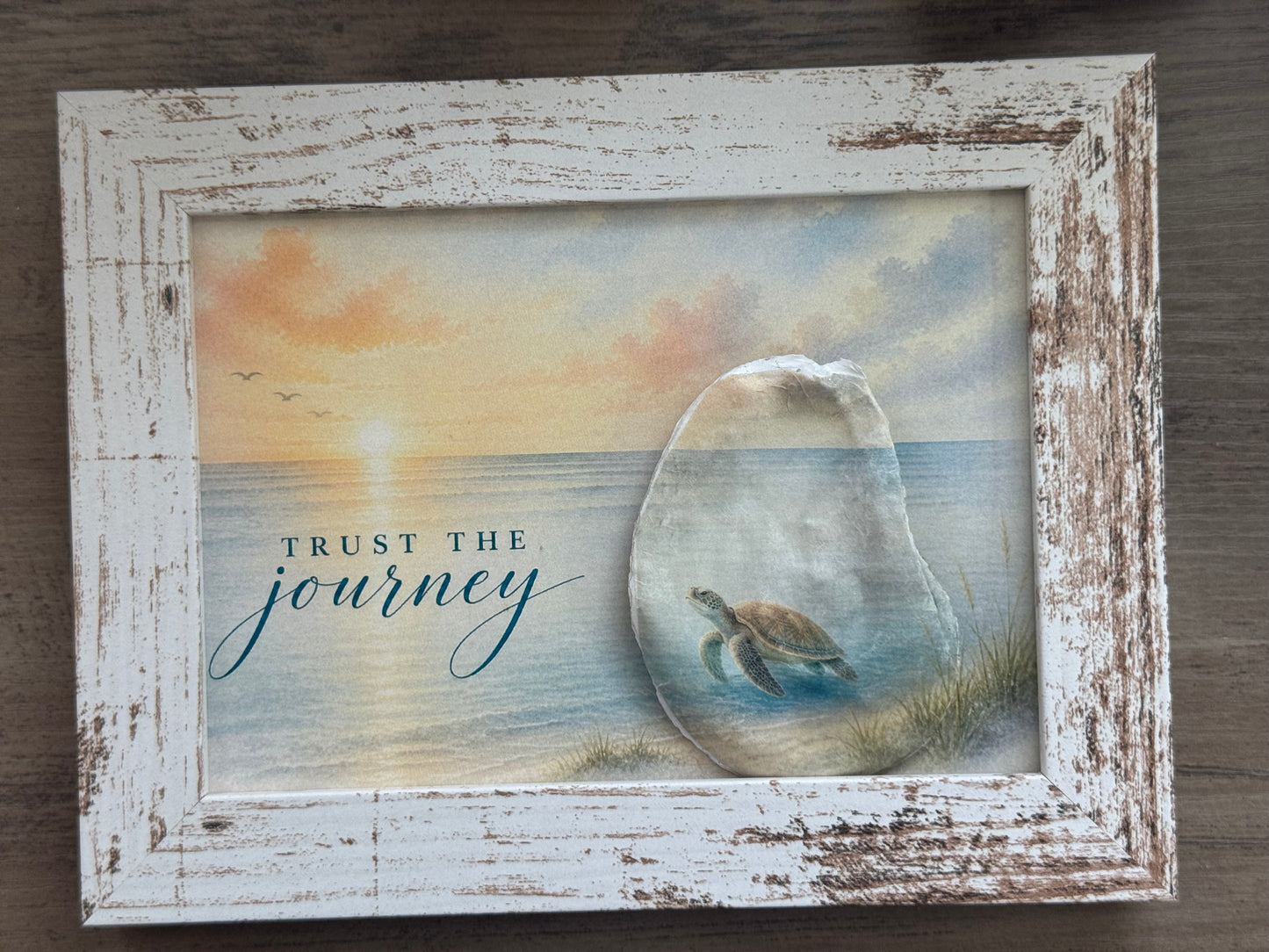 "Trust the Journey"-Framed Shell Art