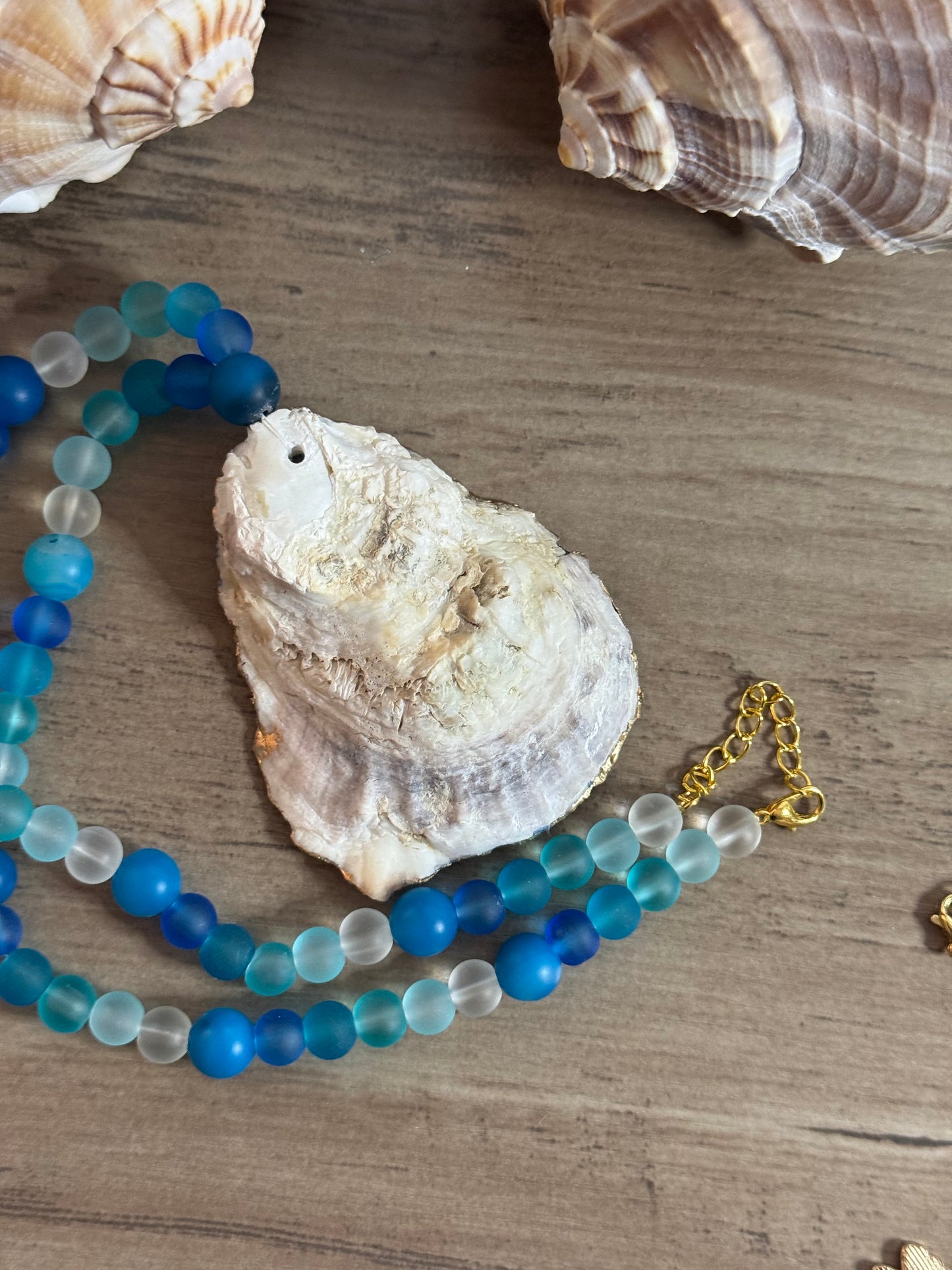 Decoupage Oyster Shell Necklace