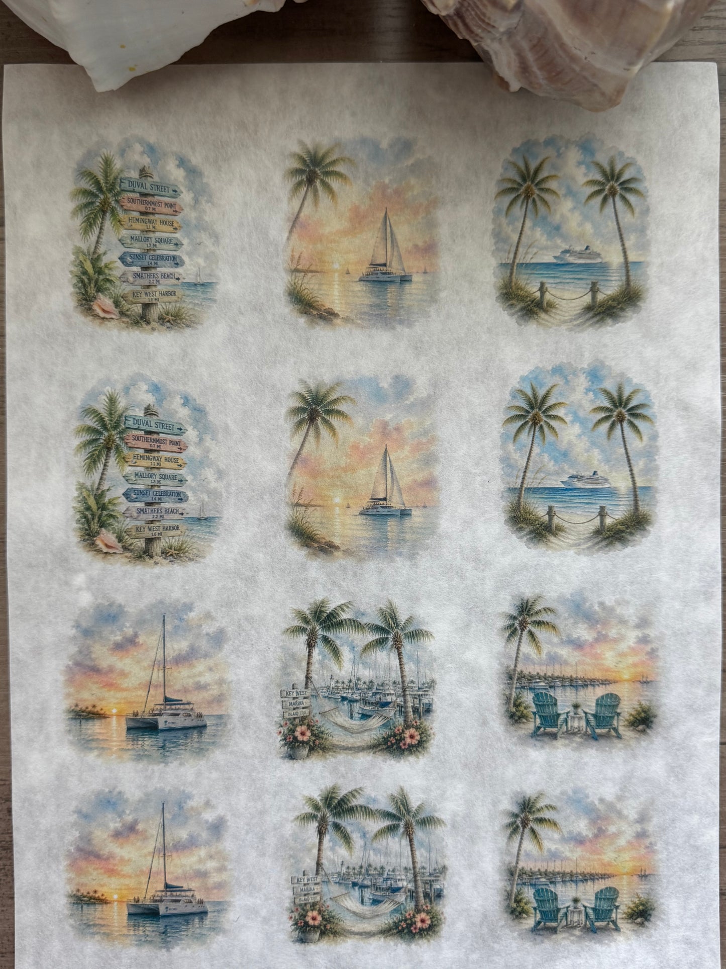 Key West Inspired Decoupage Rice Paper
