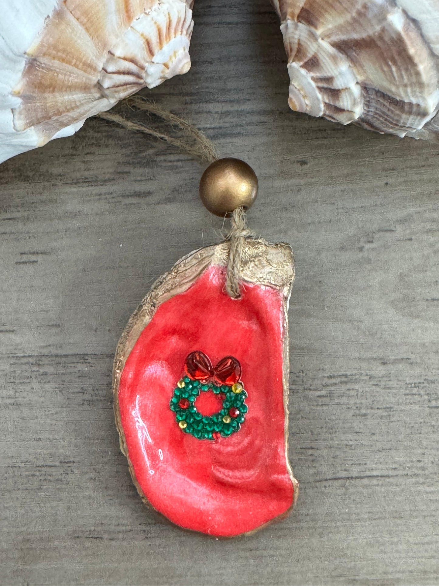 Coastal Christmas Oyster Shell Ornament