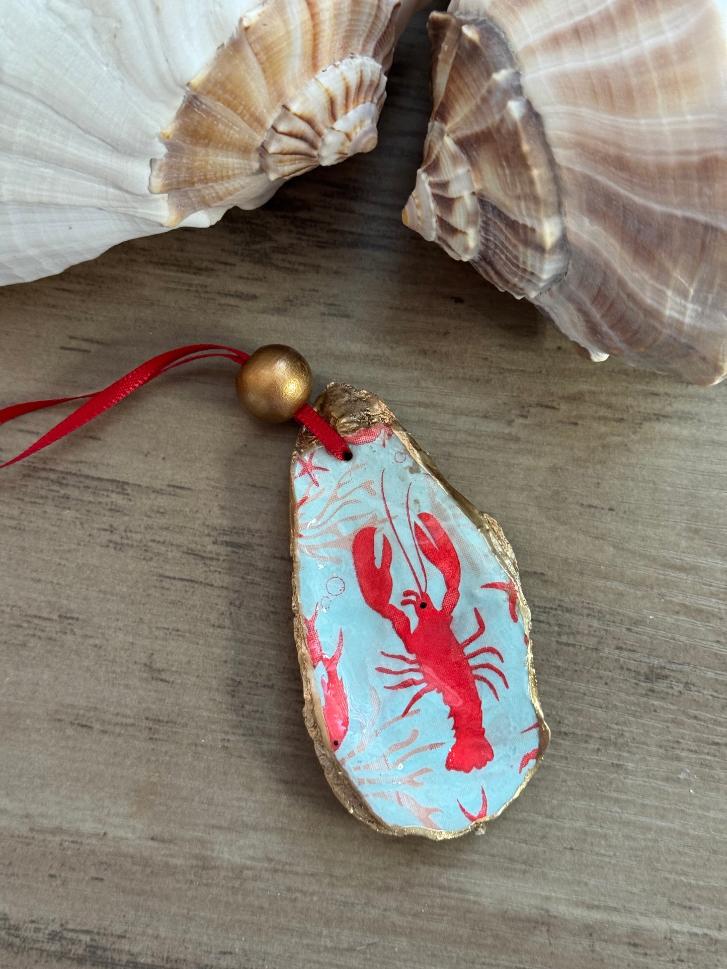 Coastal Christmas Oyster Shell Ornament