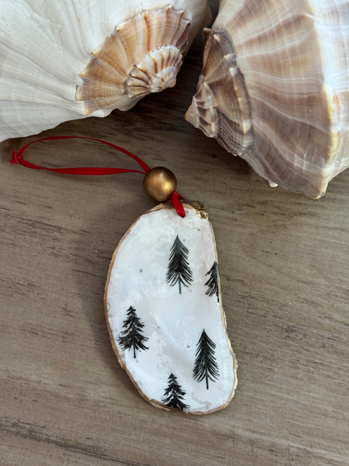 Coastal Christmas Oyster Shell Ornament