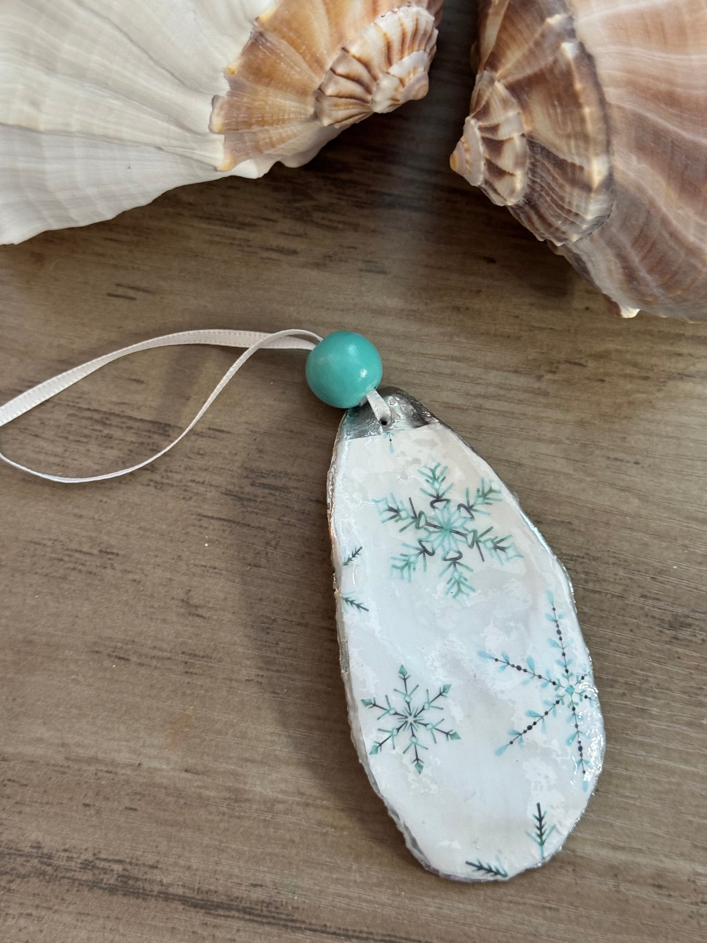 Coastal Christmas Oyster Shell Ornament