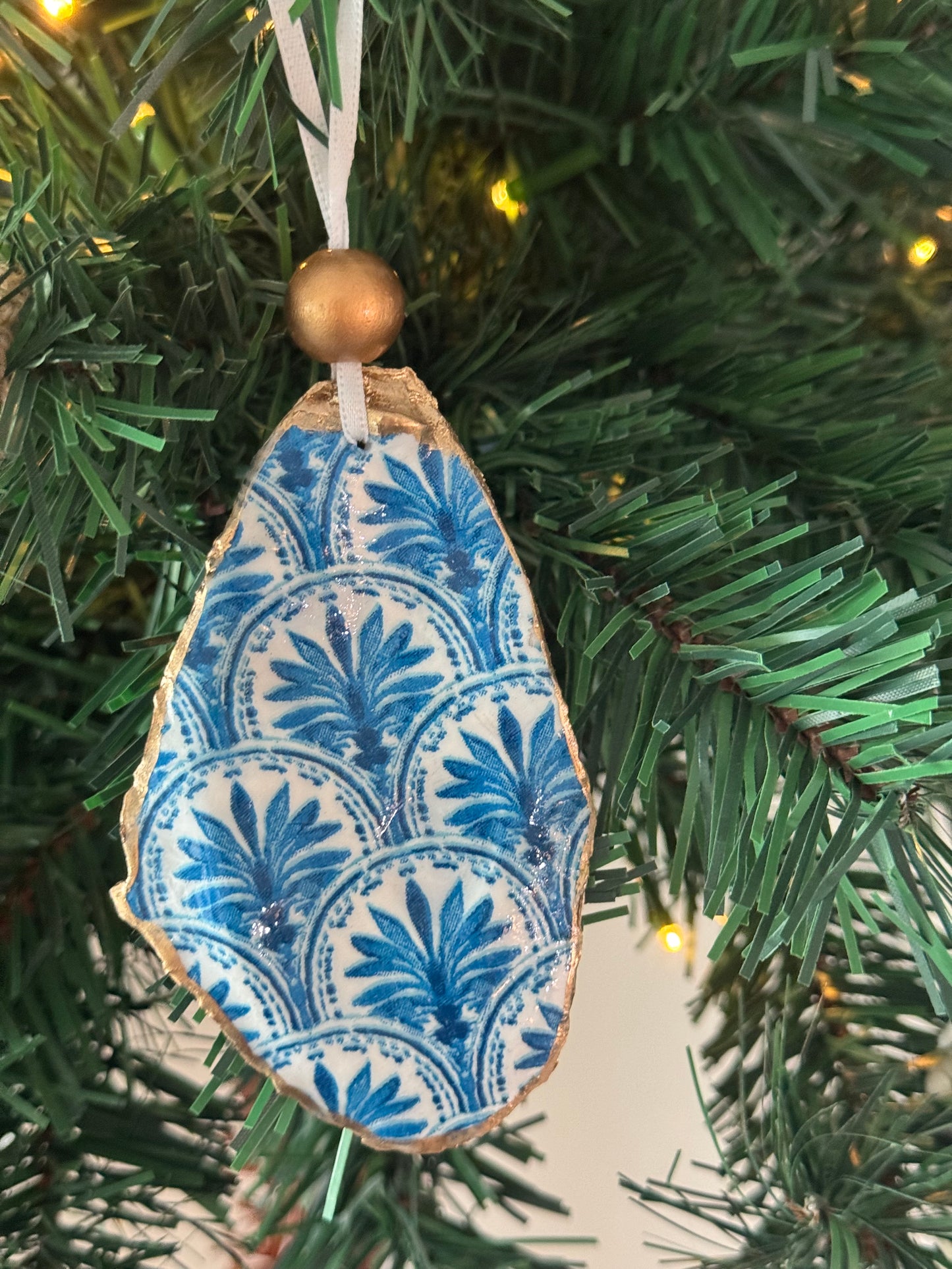 Coastal Christmas Oyster Shell Ornament