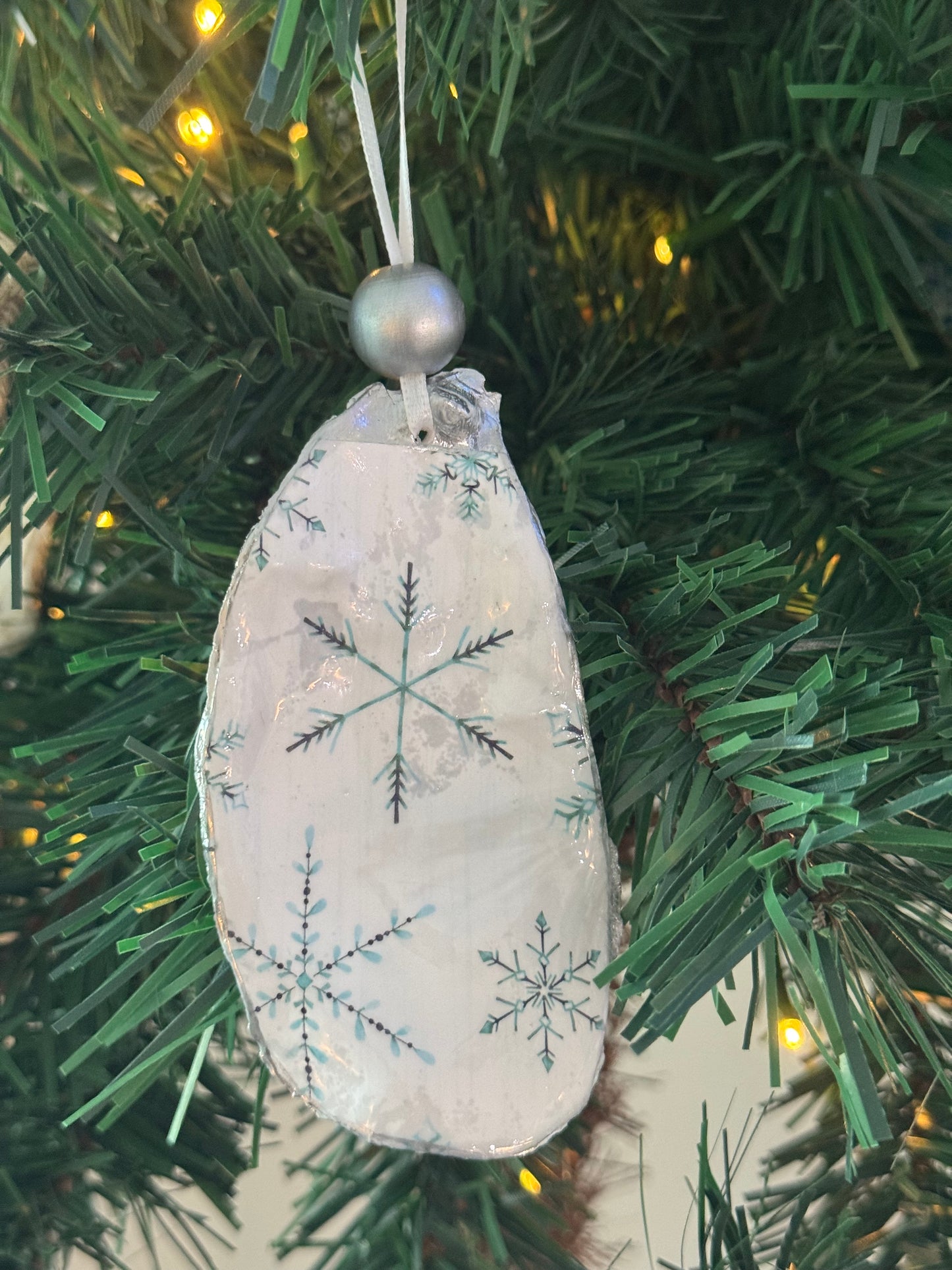 Coastal Christmas Oyster Shell Ornament
