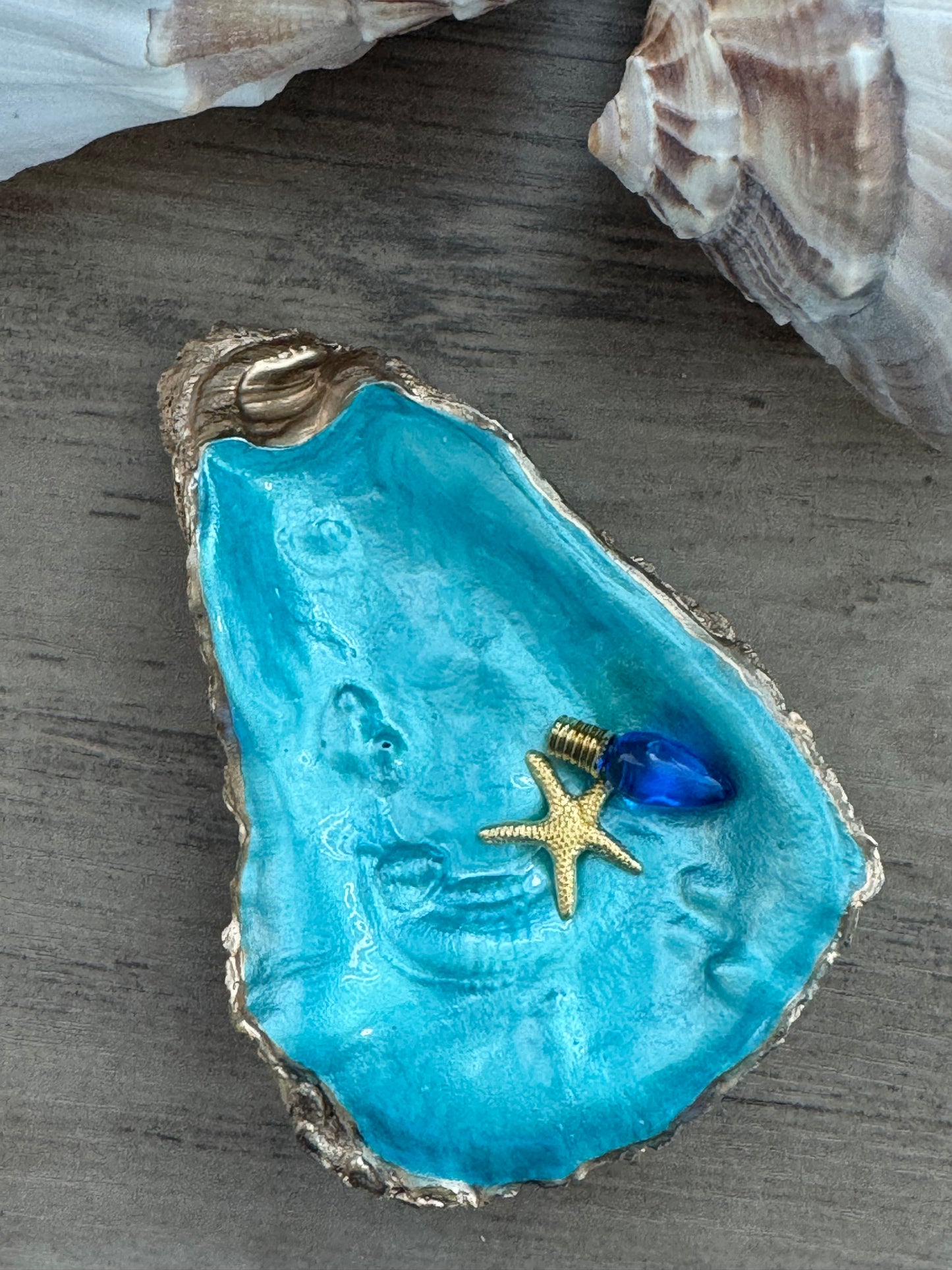 Coastal Christmas Oyster Shell Trinket Tray