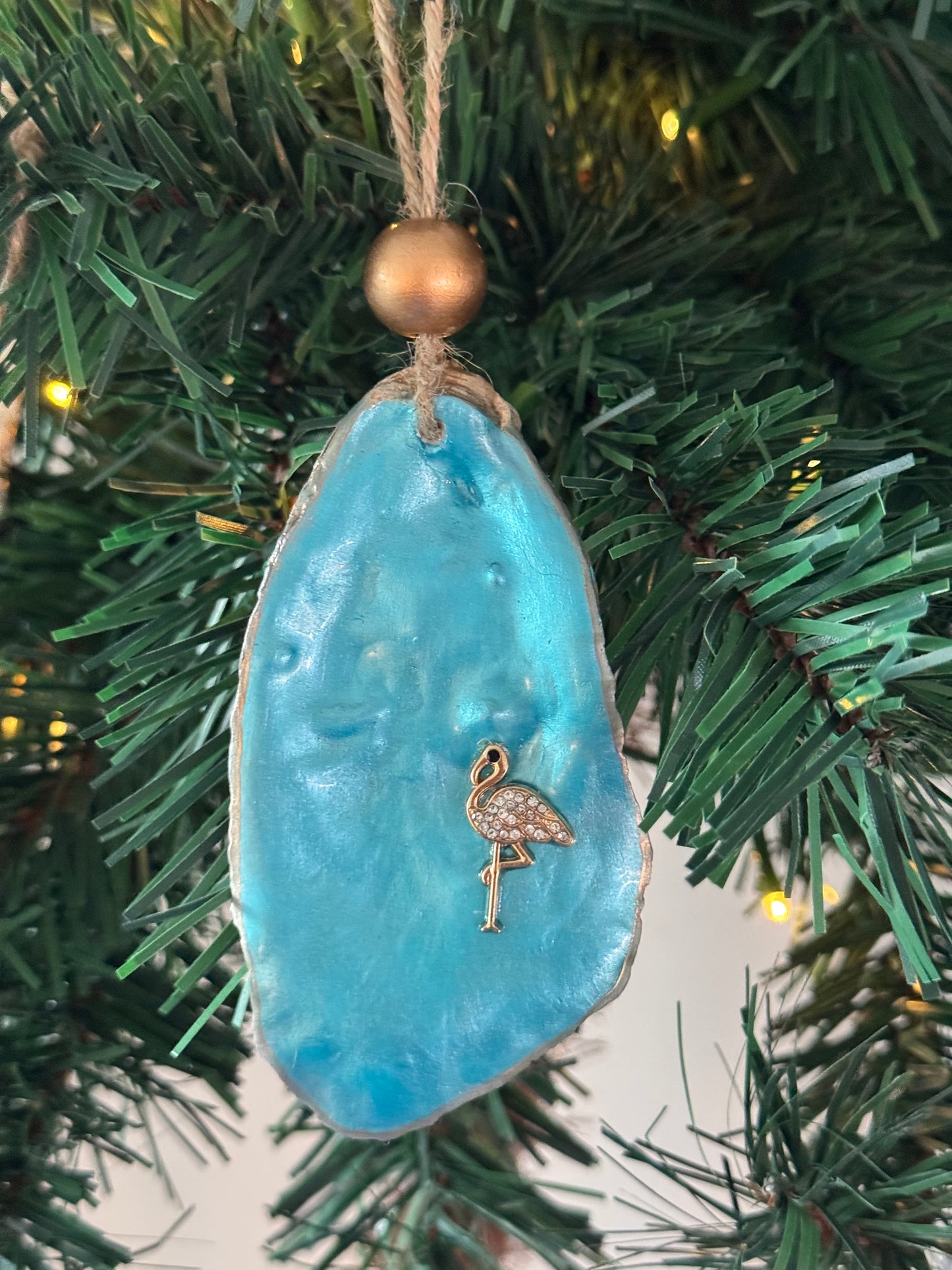 Coastal Christmas Oyster Shell Ornament
