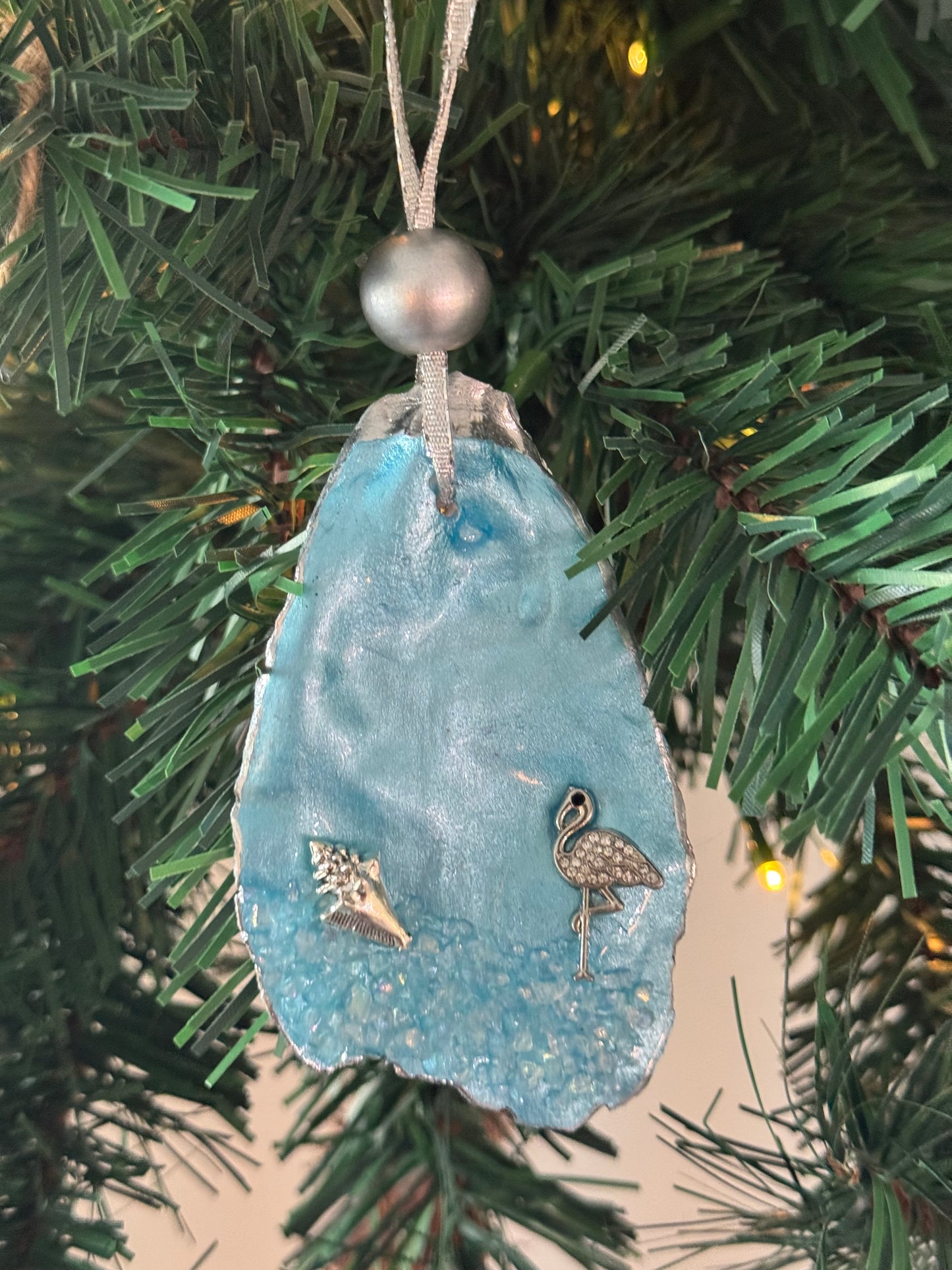 Coastal Christmas Oyster Shell Ornament