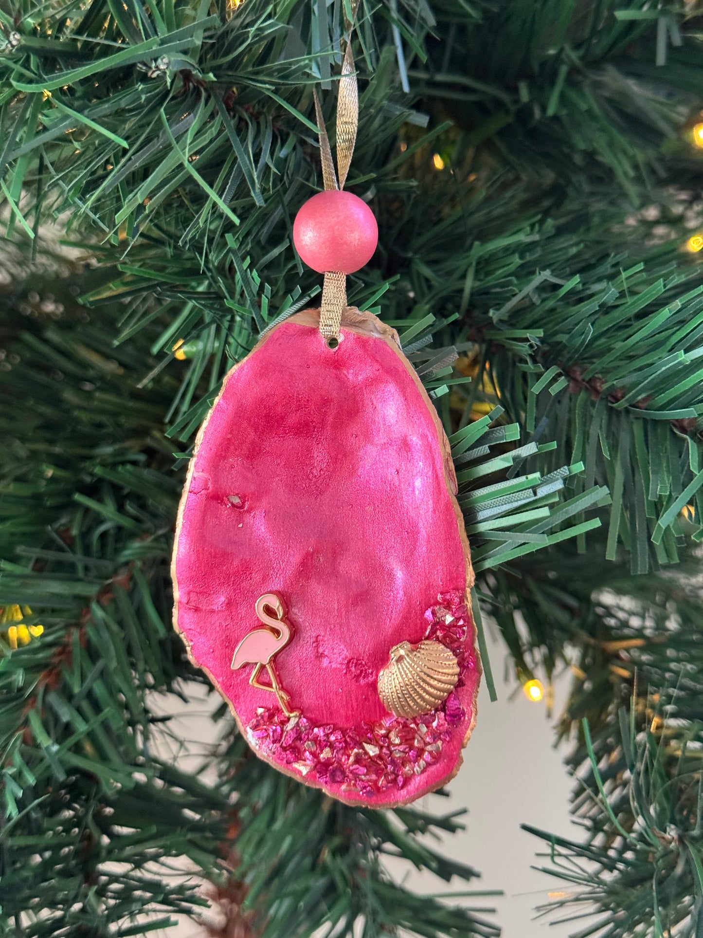Coastal Christmas Oyster Shell Ornament