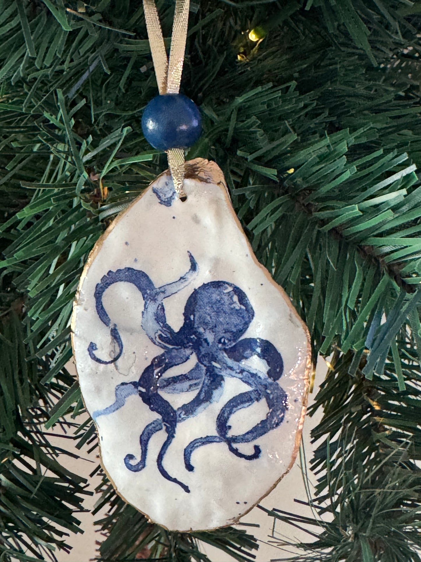 Coastal Christmas Oyster Shell Ornament