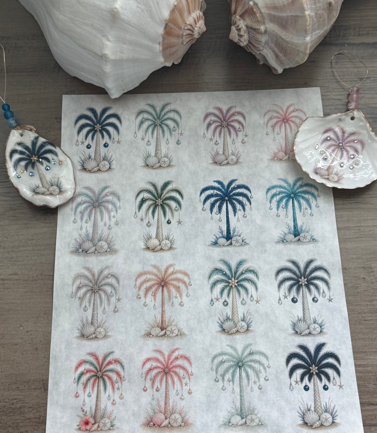 Coastal Christmas Palm Rice Paper