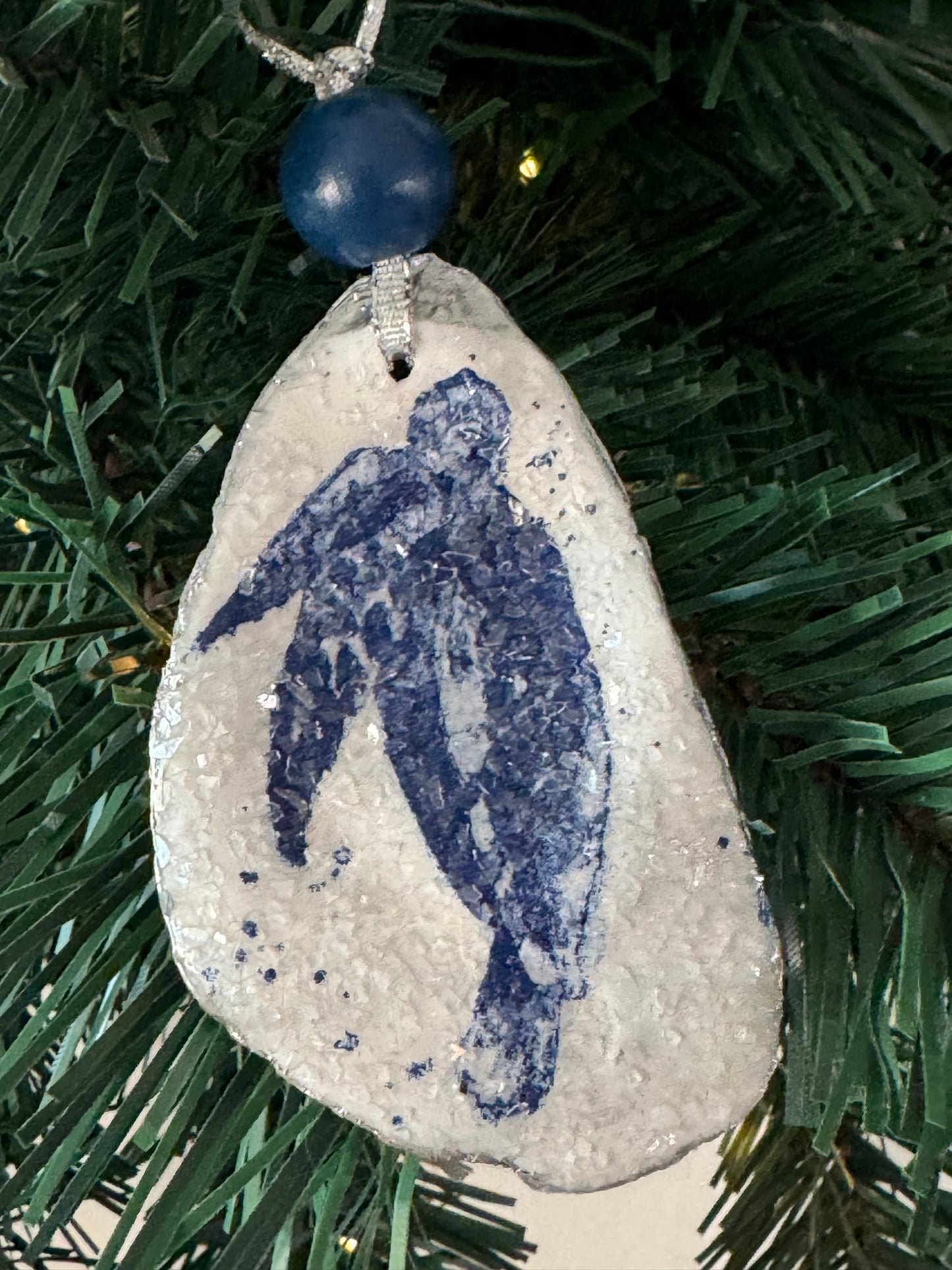 Coastal Christmas Oyster Shell Ornament