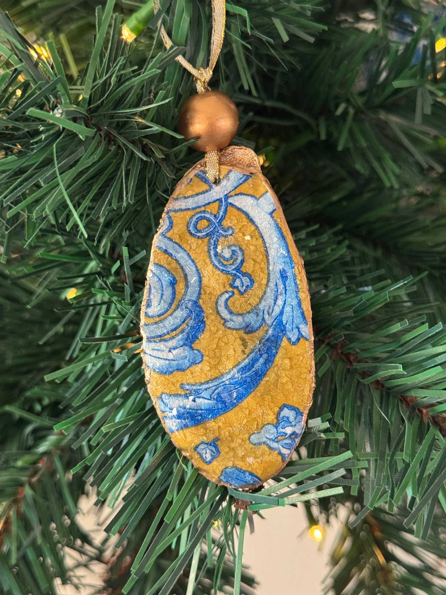 Coastal Christmas Oyster Shell Ornament