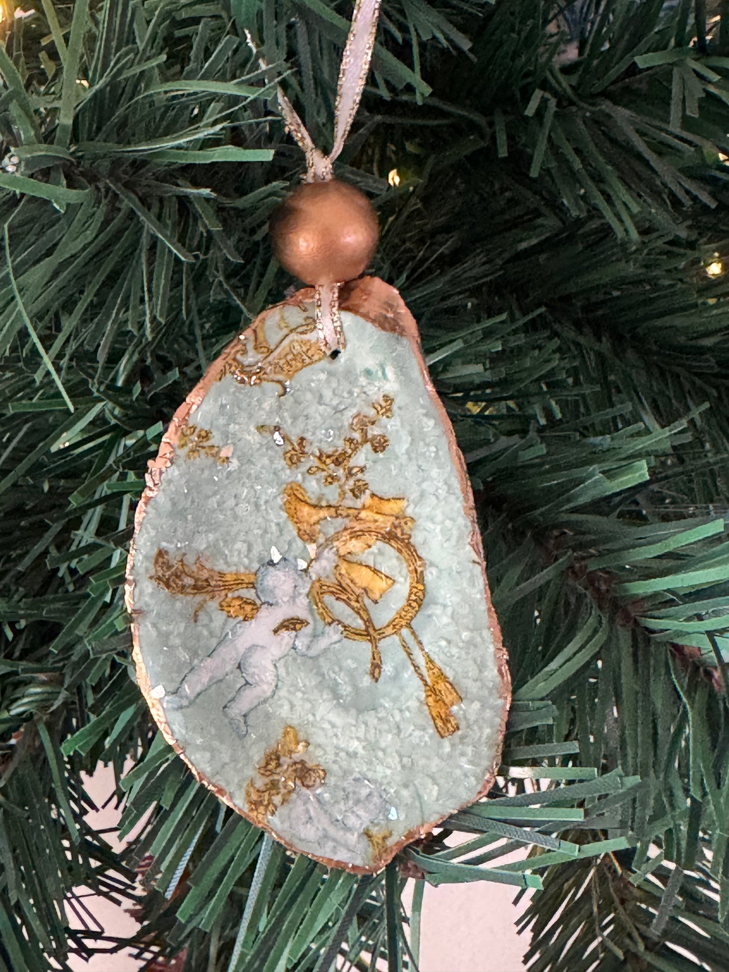 Coastal Christmas Oyster Shell Ornament