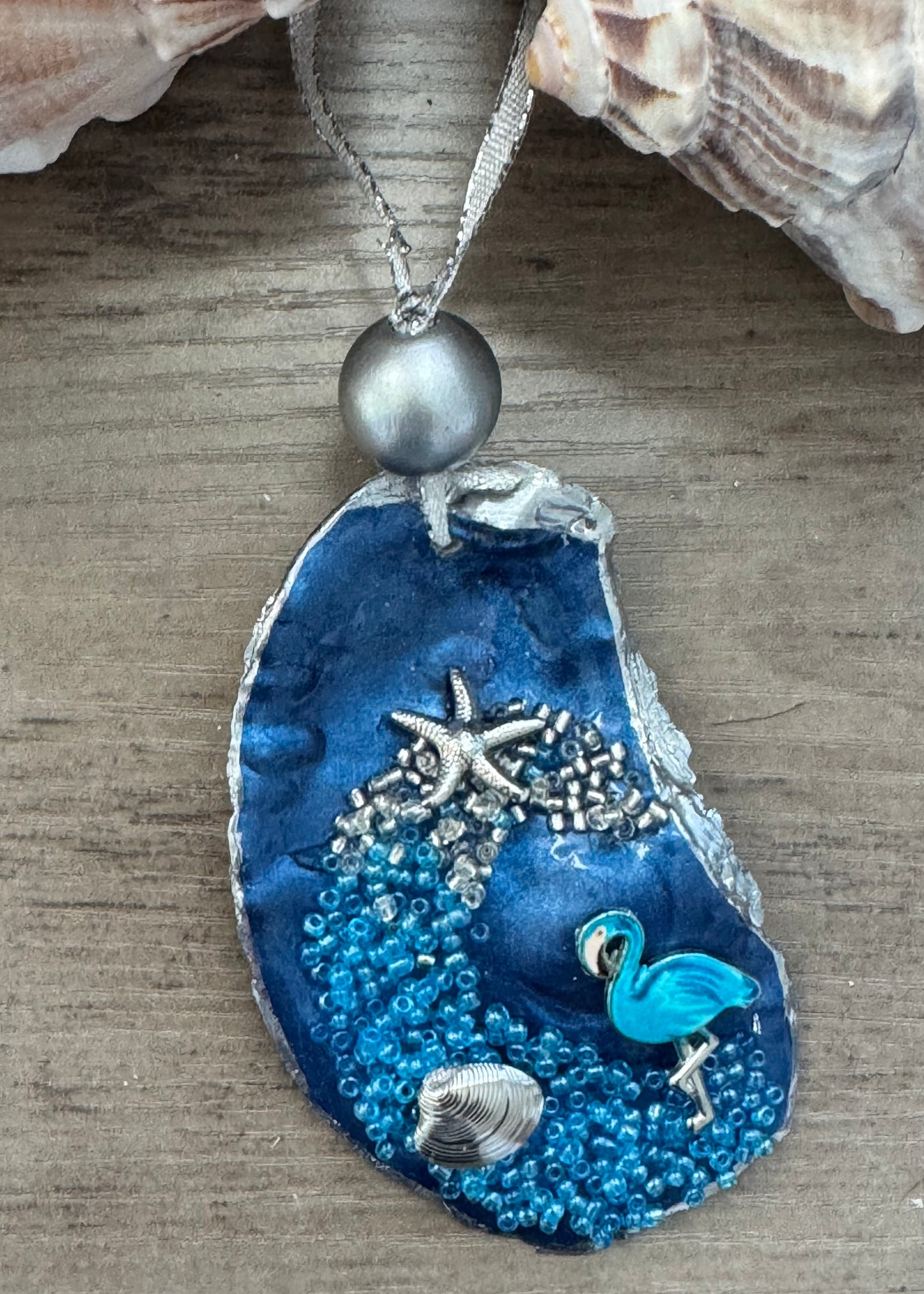 Coastal Christmas Oyster Shell Ornament