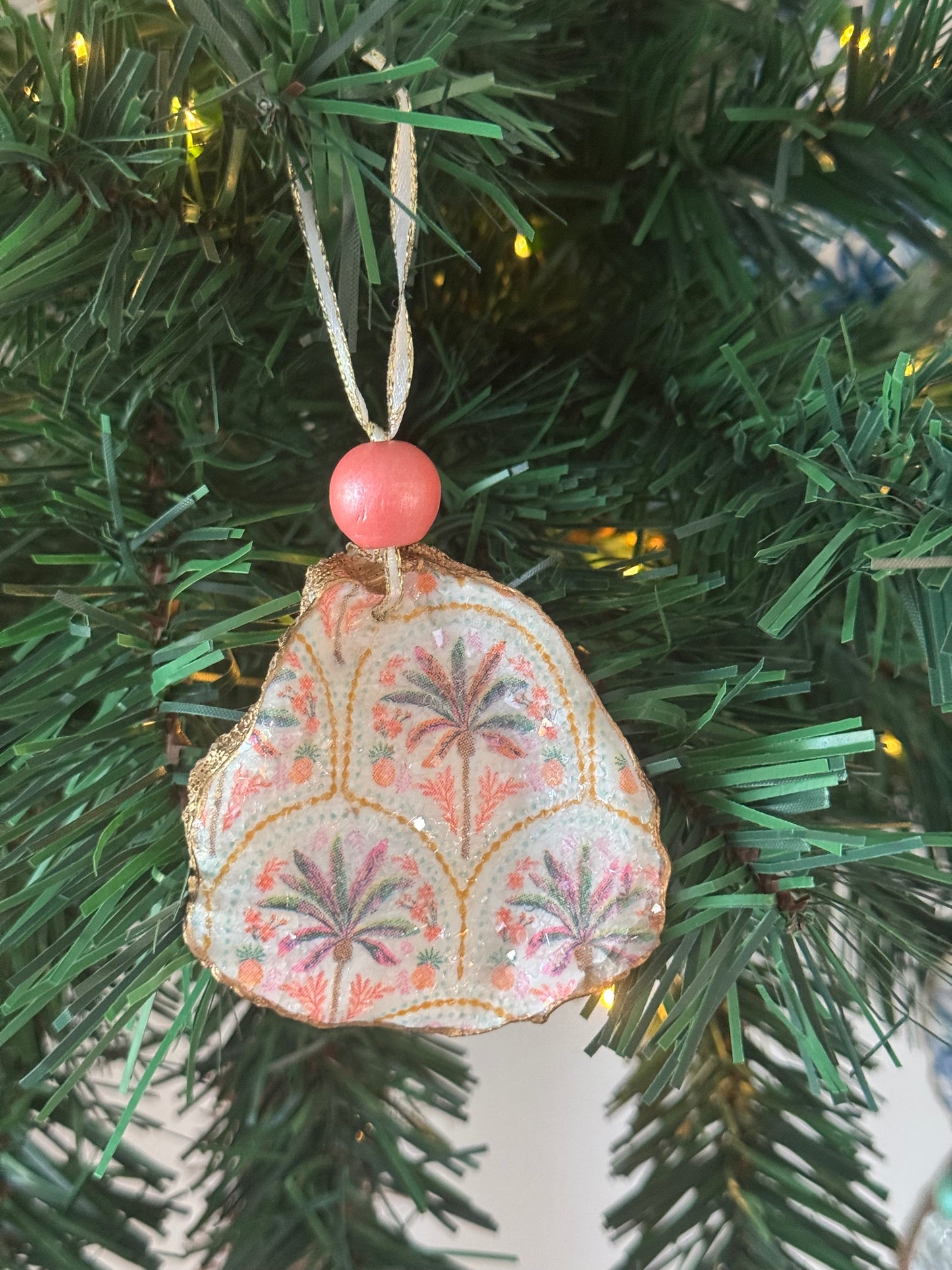 Coastal Christmas Oyster Shell Ornament