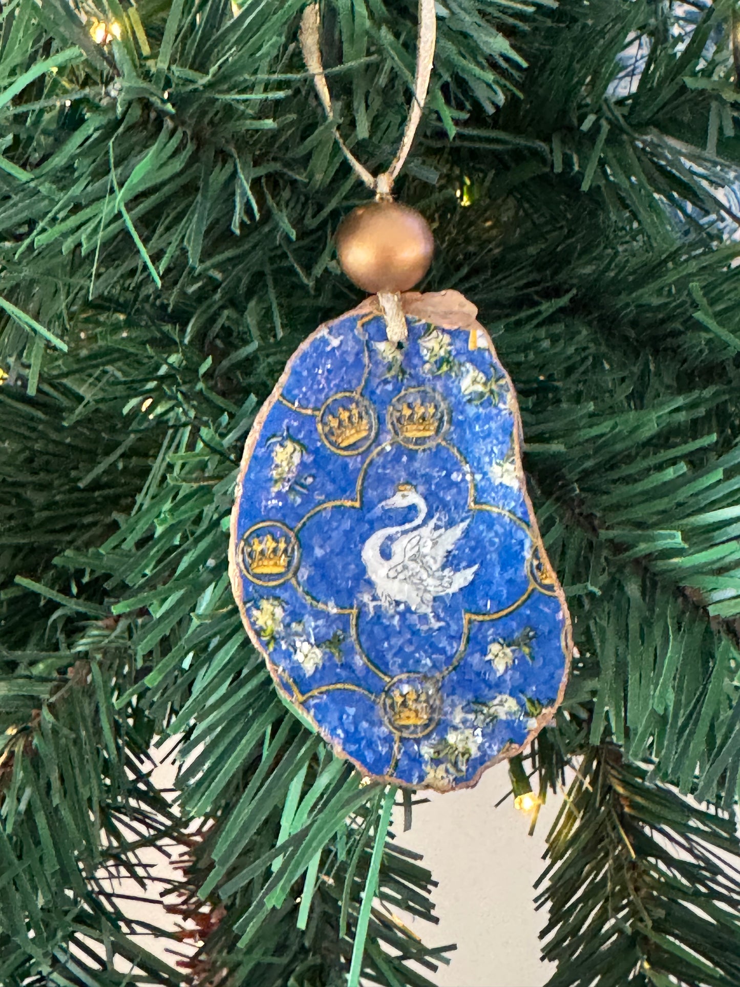 Coastal Christmas Oyster Shell Ornament