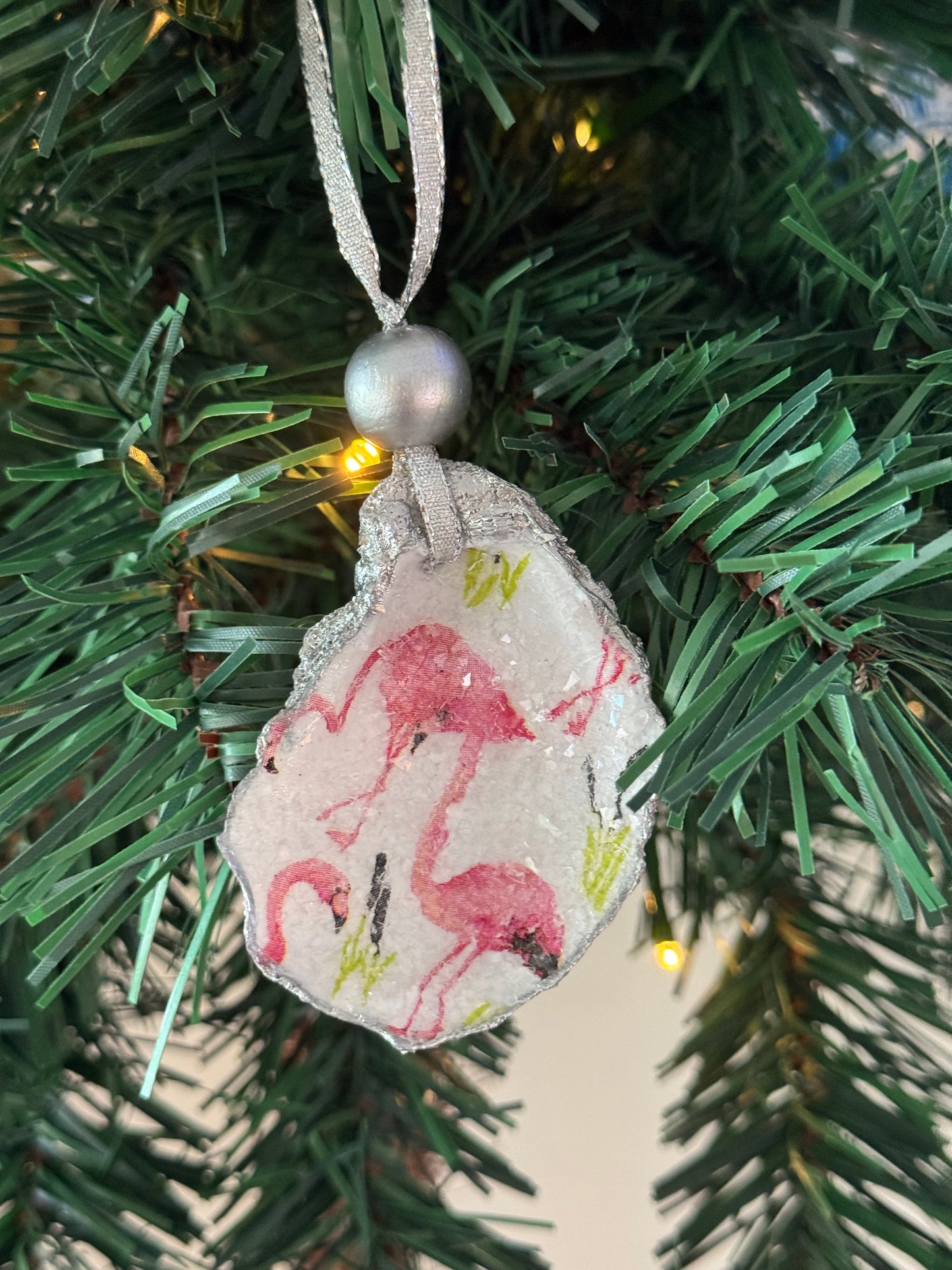 Coastal Christmas Oyster Shell Ornament