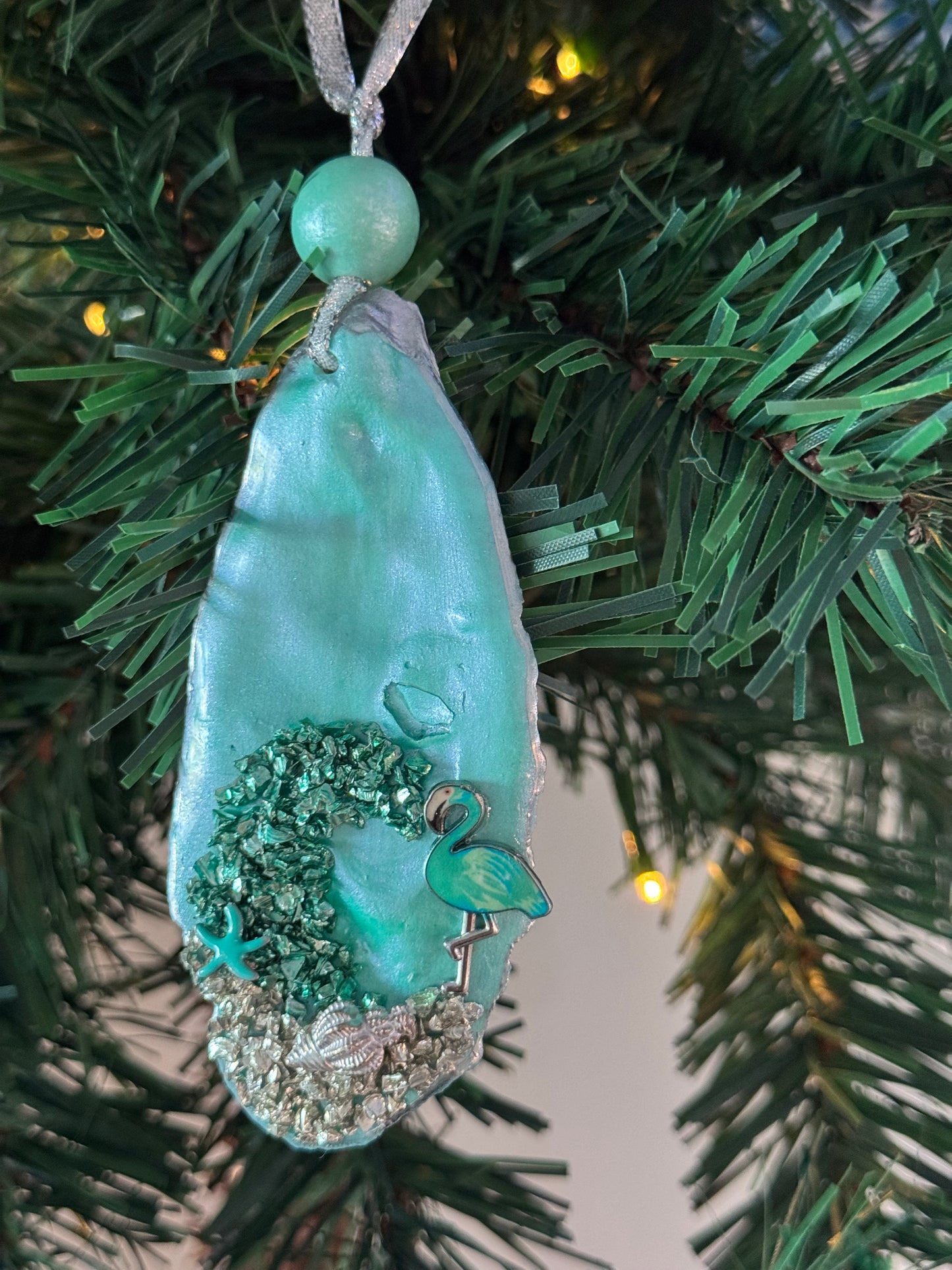Coastal Christmas Oyster Shell Ornament