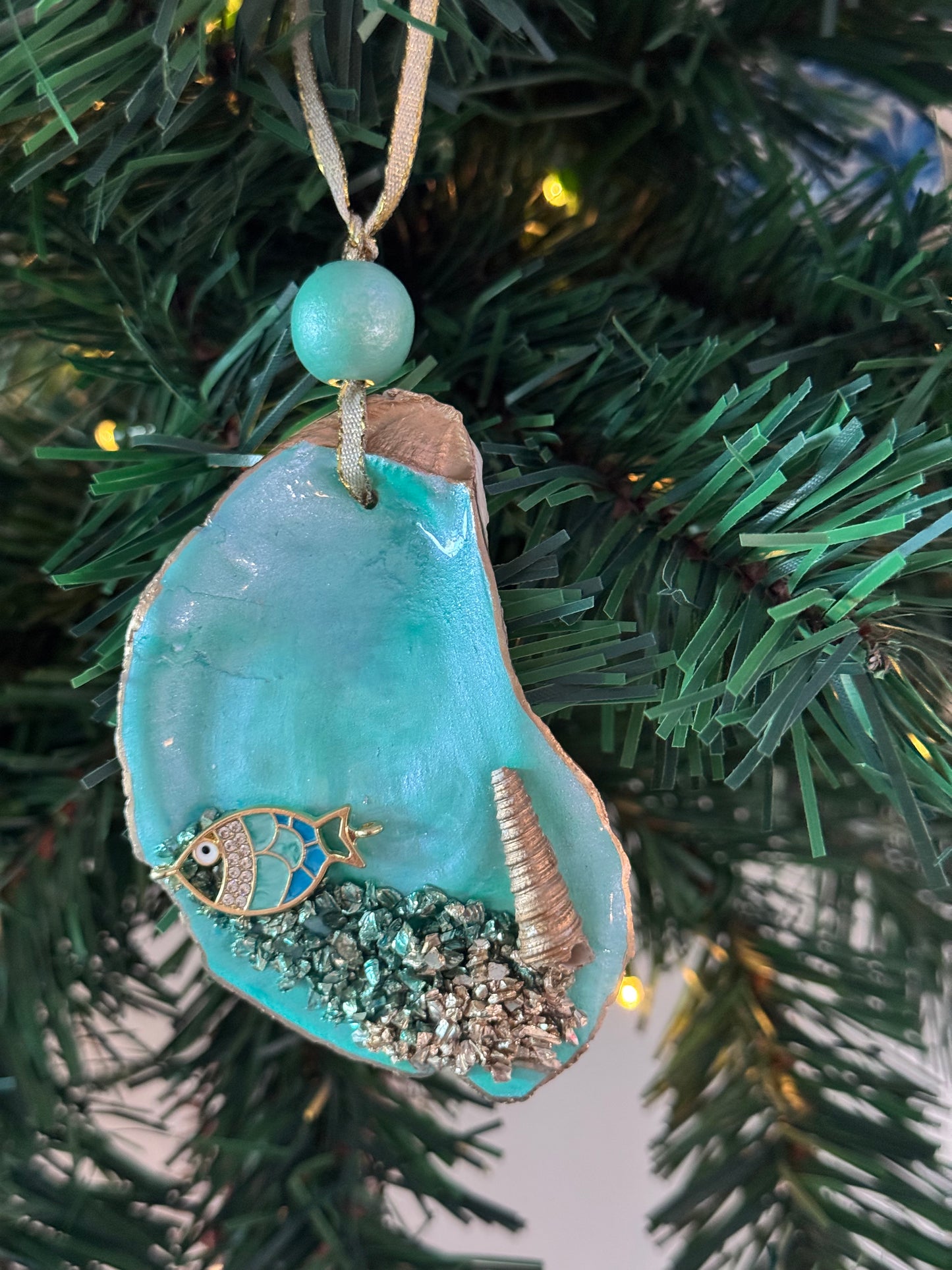 Coastal Christmas Oyster Shell Ornaments