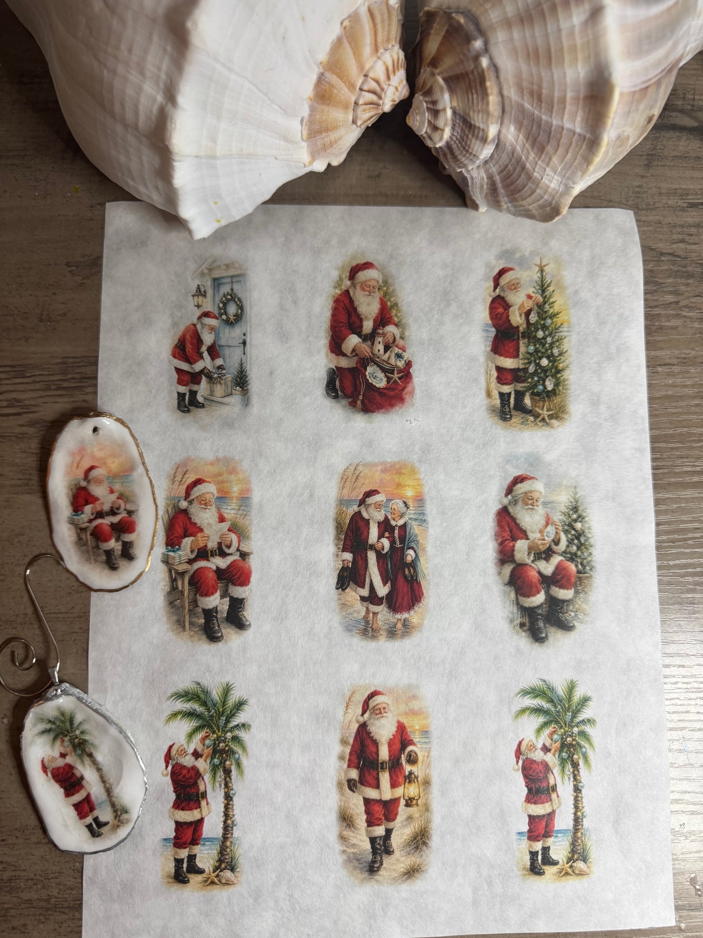 Beach Santa Decoupage Rice Paper