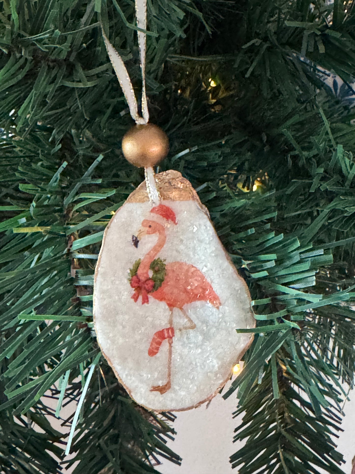 Coastal Christmas Oyster Shell Ornament
