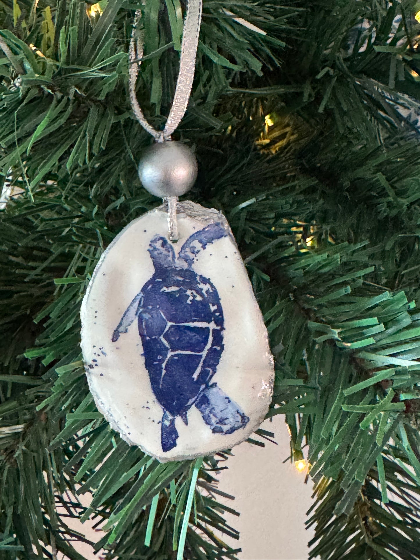 Coastal Christmas Oyster Shell Ornament