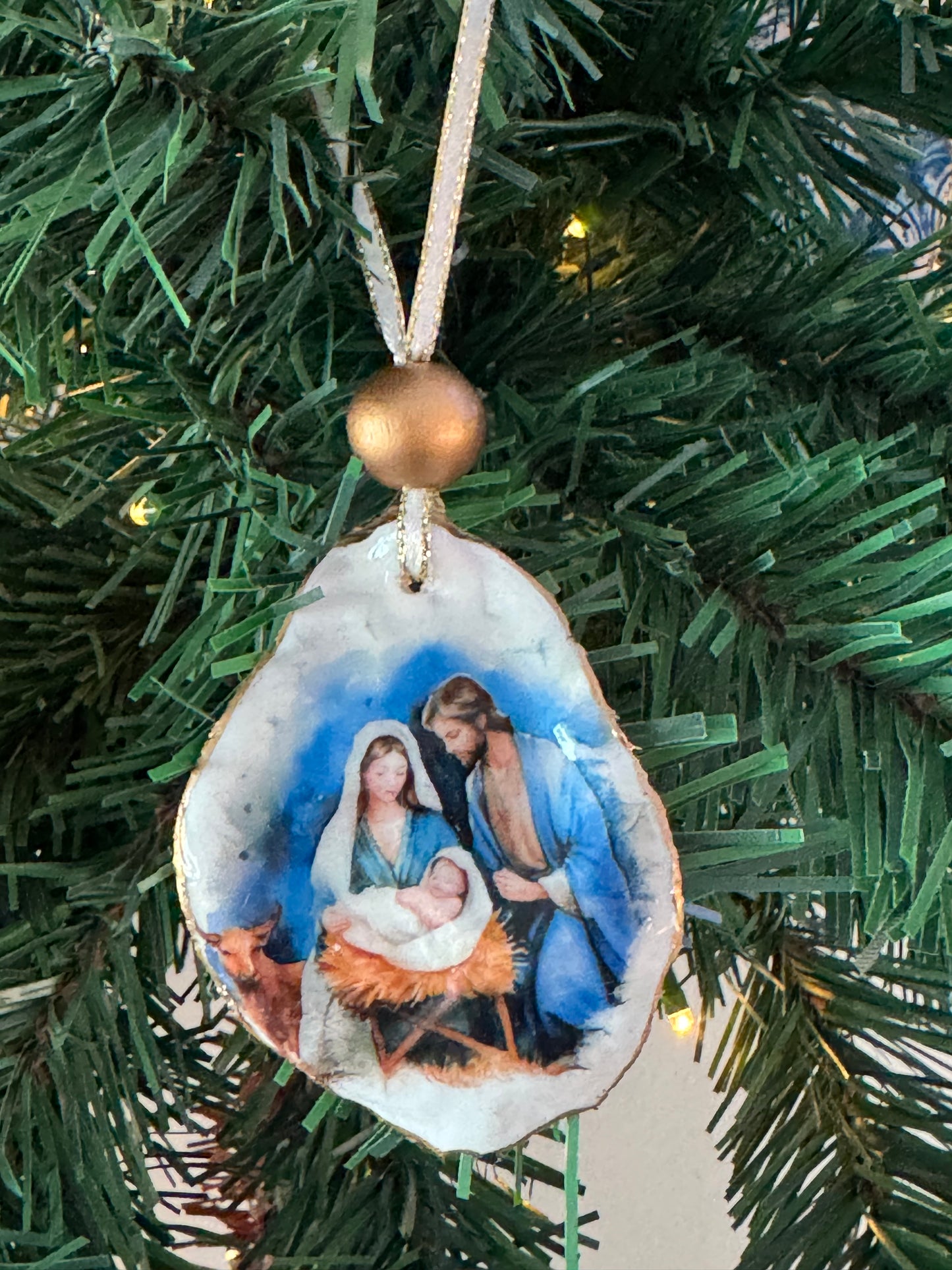 Coastal Christmas Oyster Shell Ornament