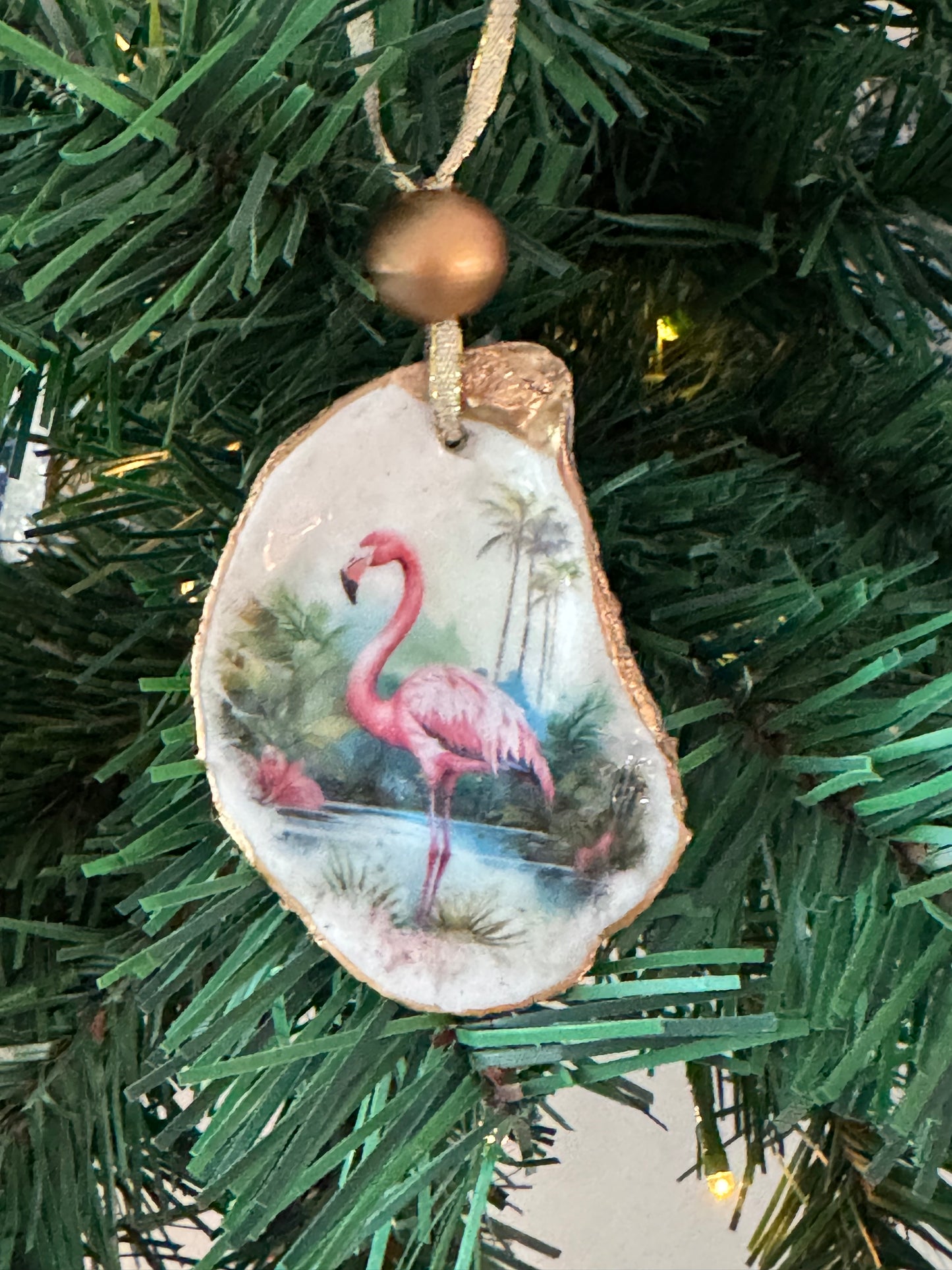 Coastal Christmas Oyster Shell Ornament