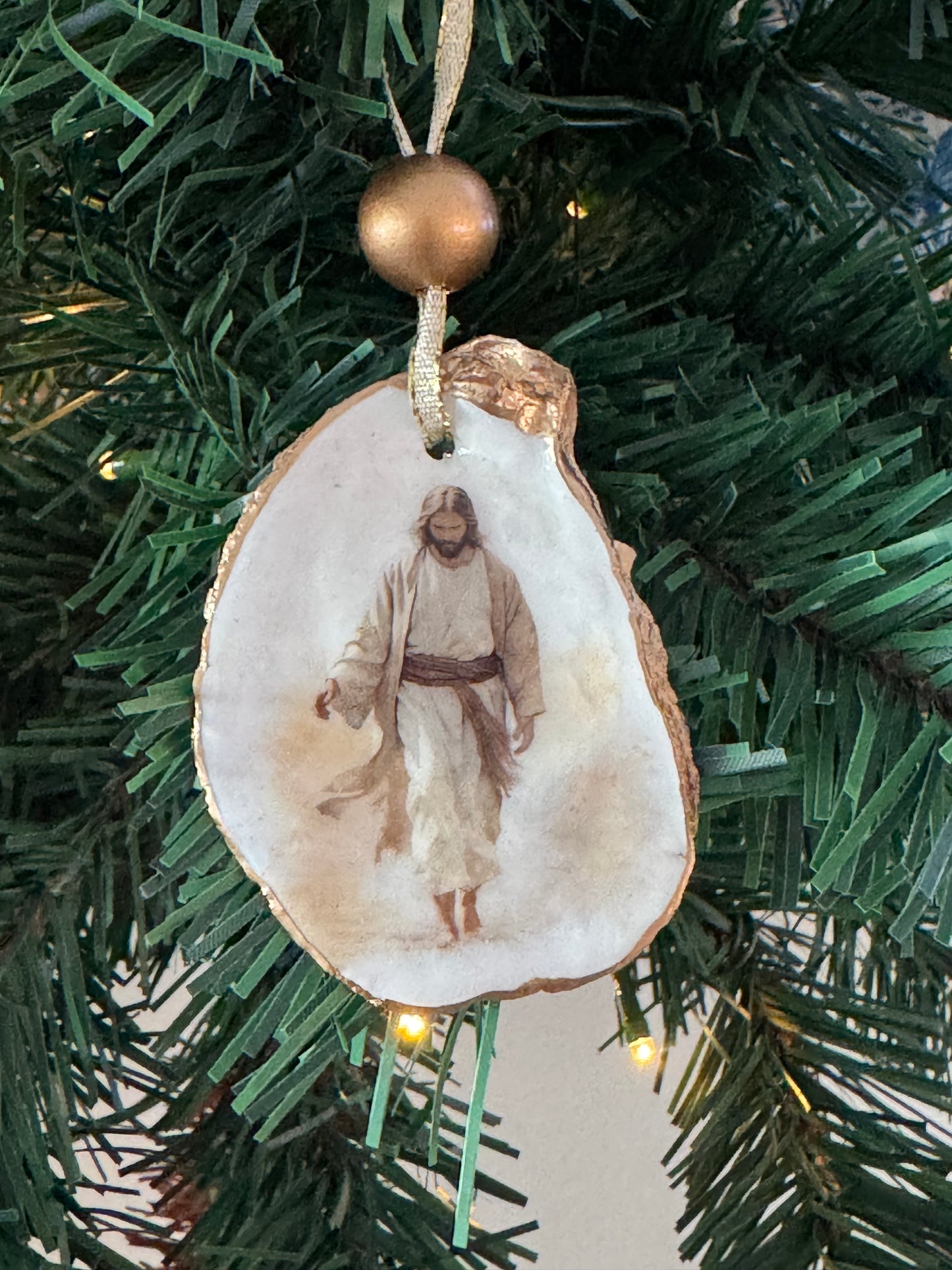 Coastal Christmas Oyster Shell Ornament