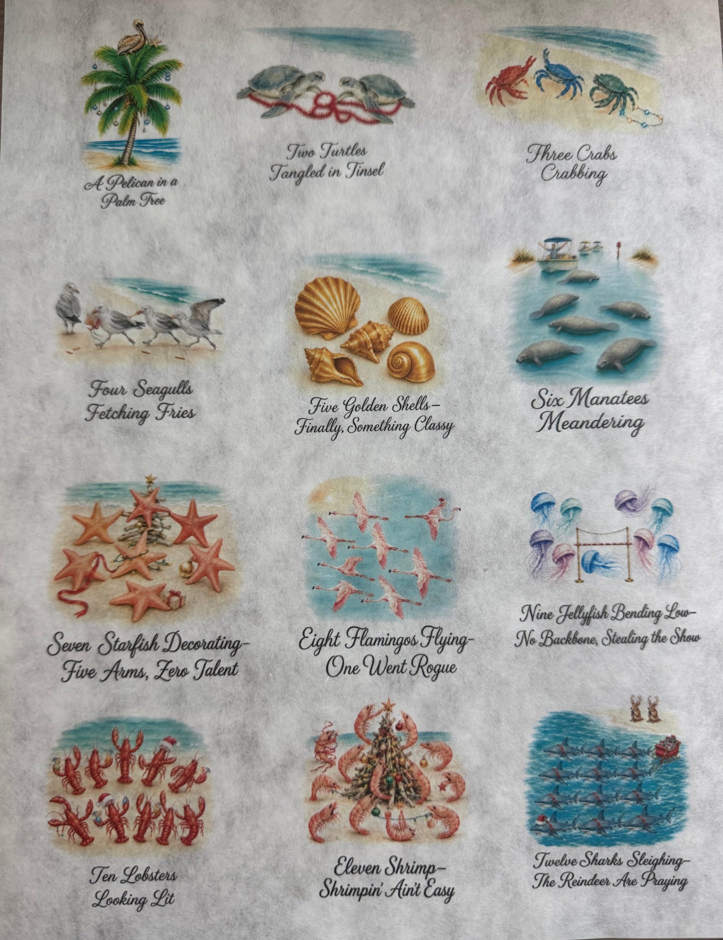 A Very Salty Coastal 12 Days of Christmas Decoupage Rice Paper
