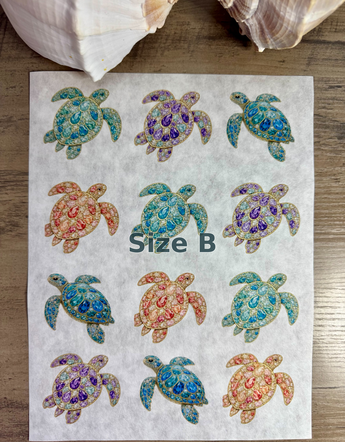 Bejeweled Coastal Sea Turtle Decoupage Rice Paper