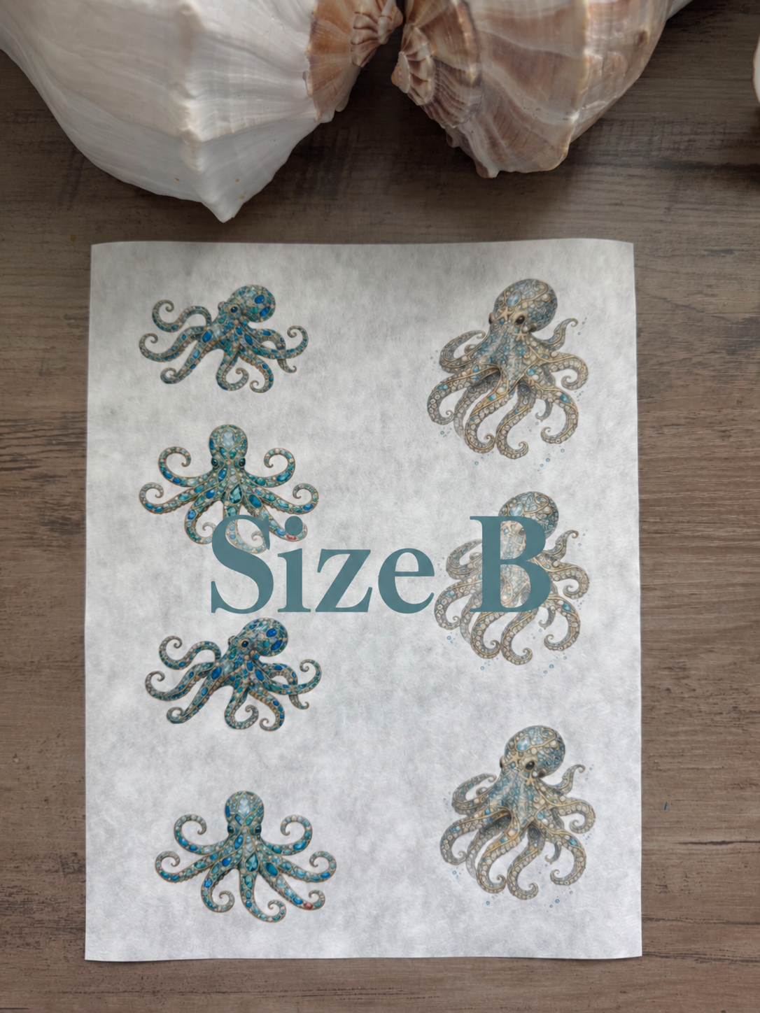 Bejeweled Coastal Octopus Decoupage Rice Paper