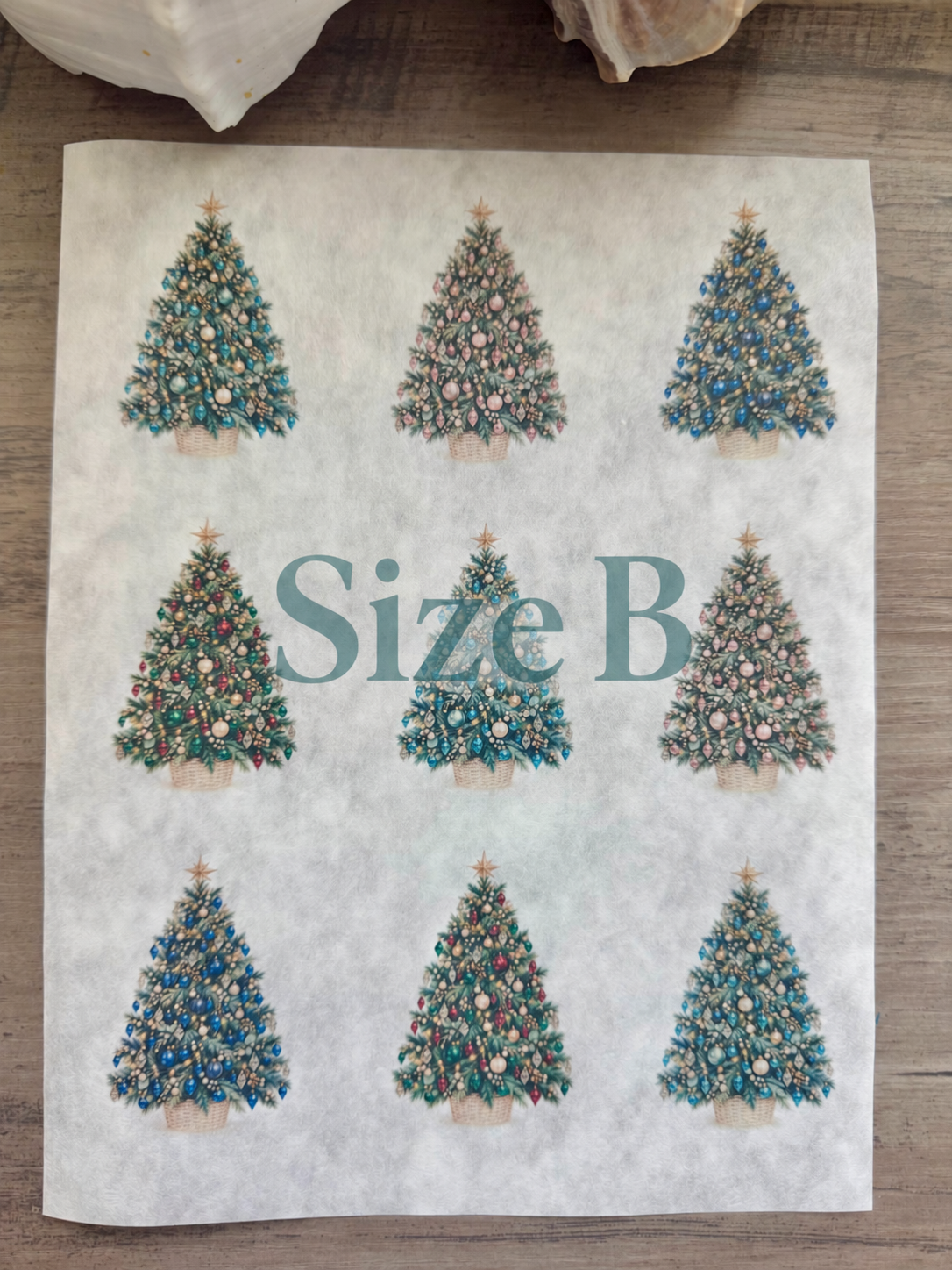 Bejeweled Christmas Tree Decoupage Rice Paper