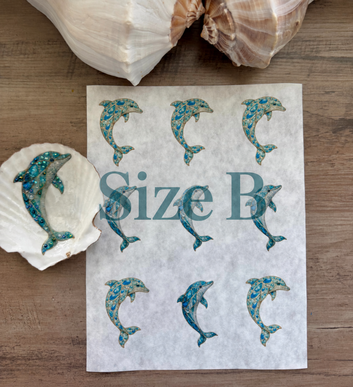 Bejeweled Coastal Dolphin Decoupage Rice Paper