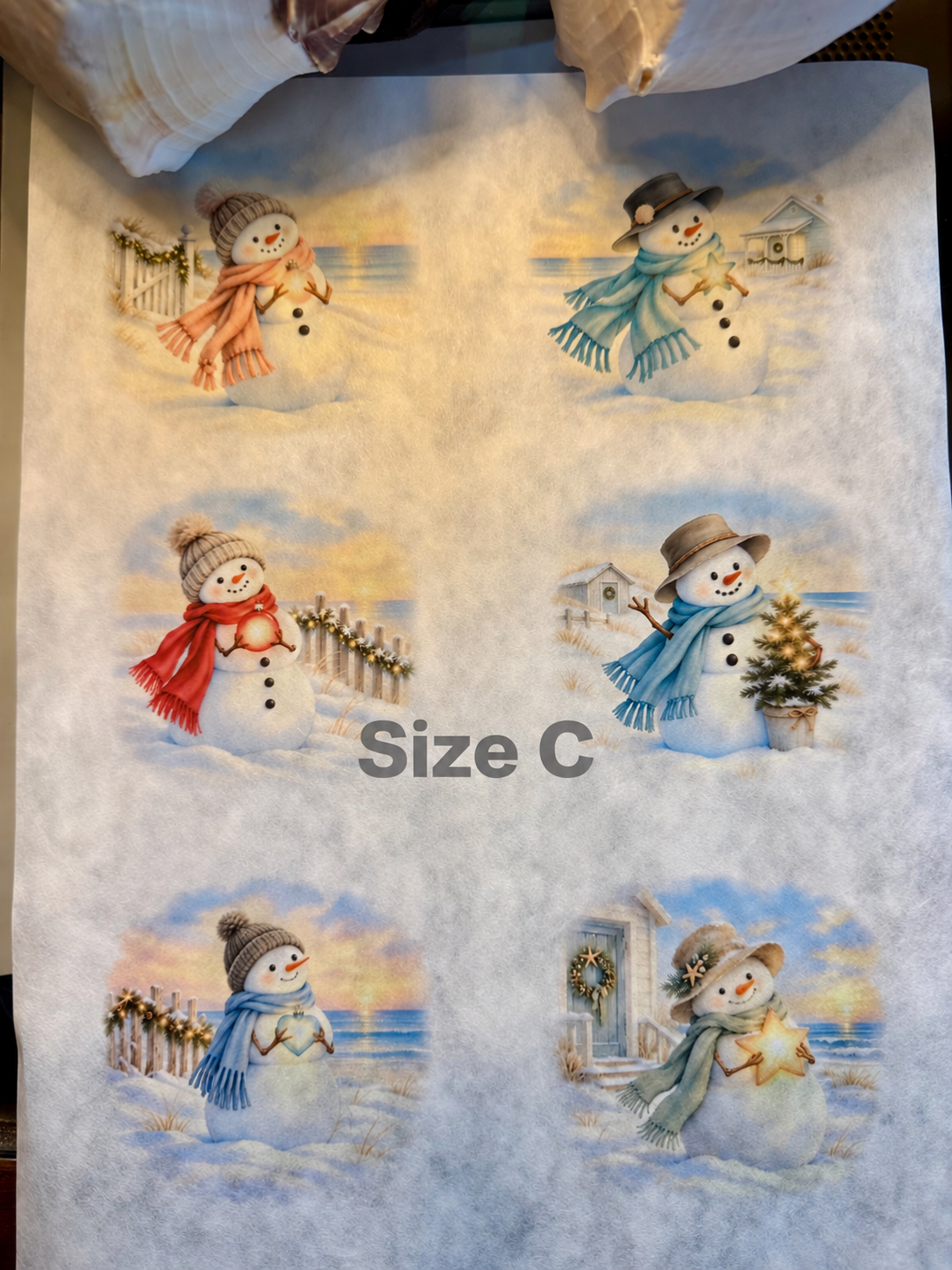 Coastal Glow Snowman Decoupage Paper