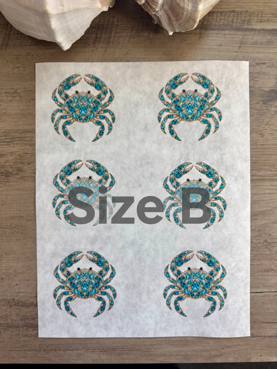 Bejeweled Coastal Teal Crab Decoupage Paper
