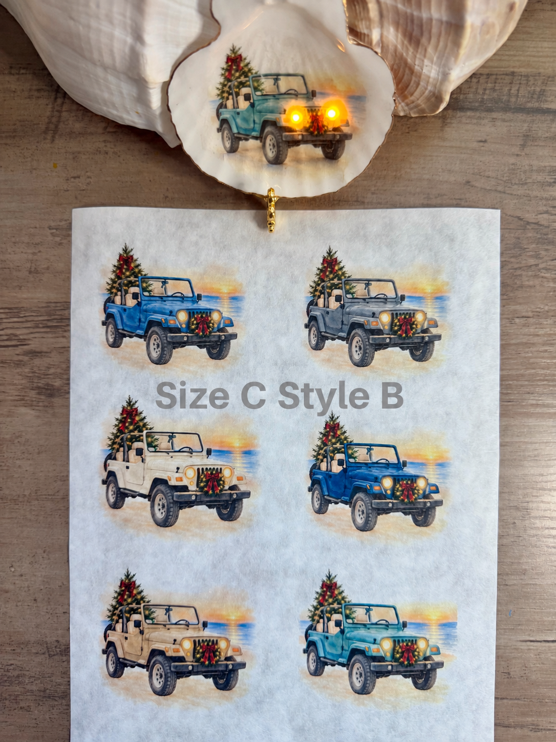 Coastal Christmas Utility Vehicle Glow Decoupage Paper