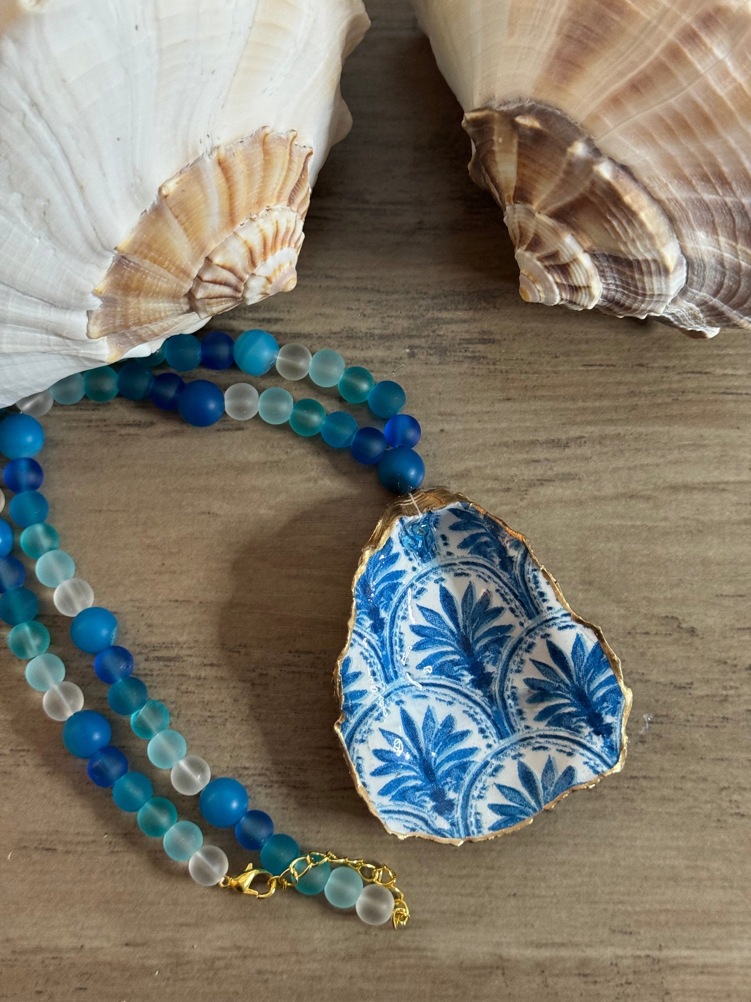 Decoupage Oyster Shell Necklace Collection