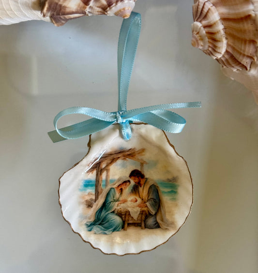 Coastal Nativity Shell Ornament
