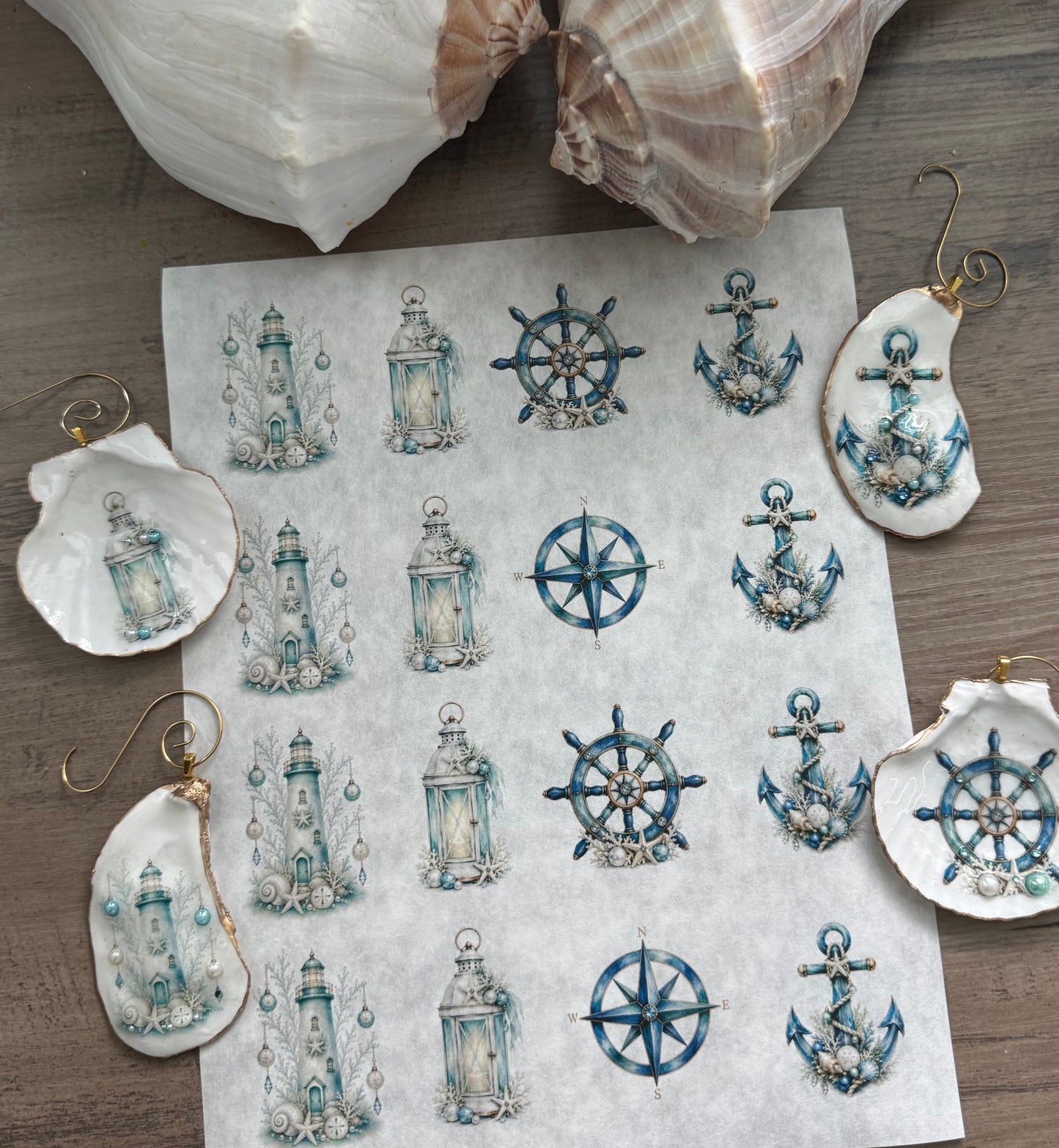 Nautical Christmas Decoupage Rice Paper