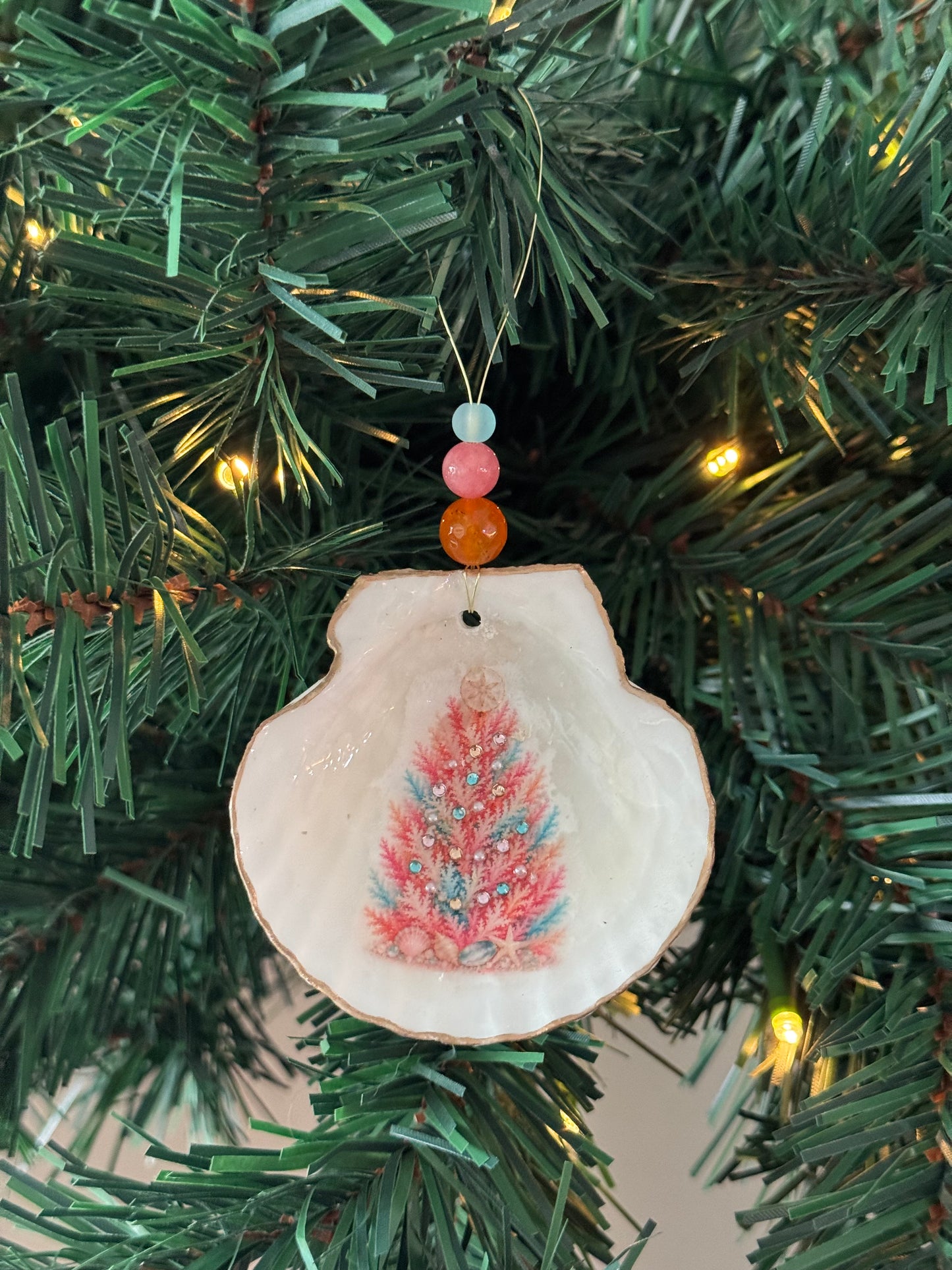 Coral Christmas Tree Ornament