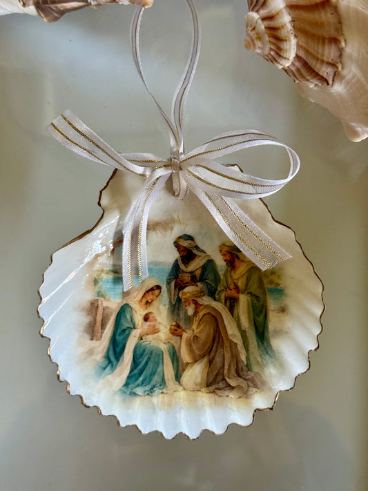 Coastal Nativity Shell Ornament