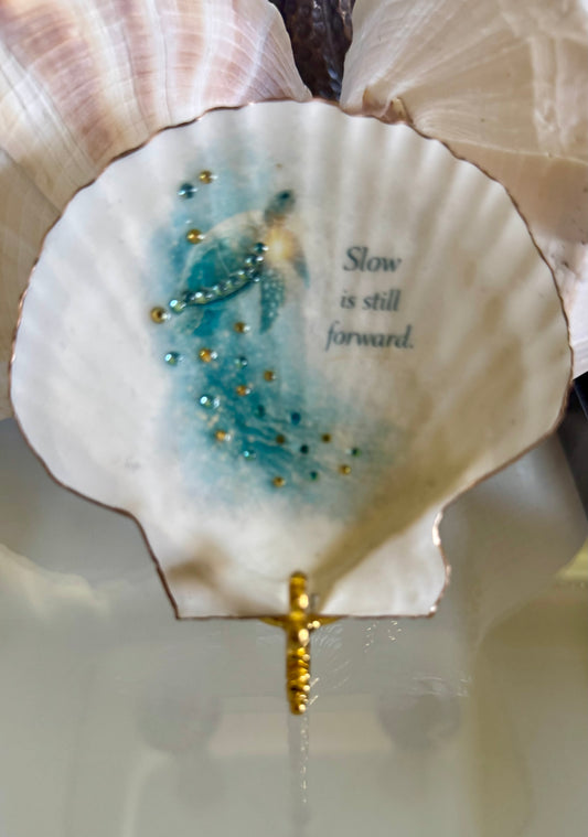 Bejeweled Sea Turtle Shell Decor