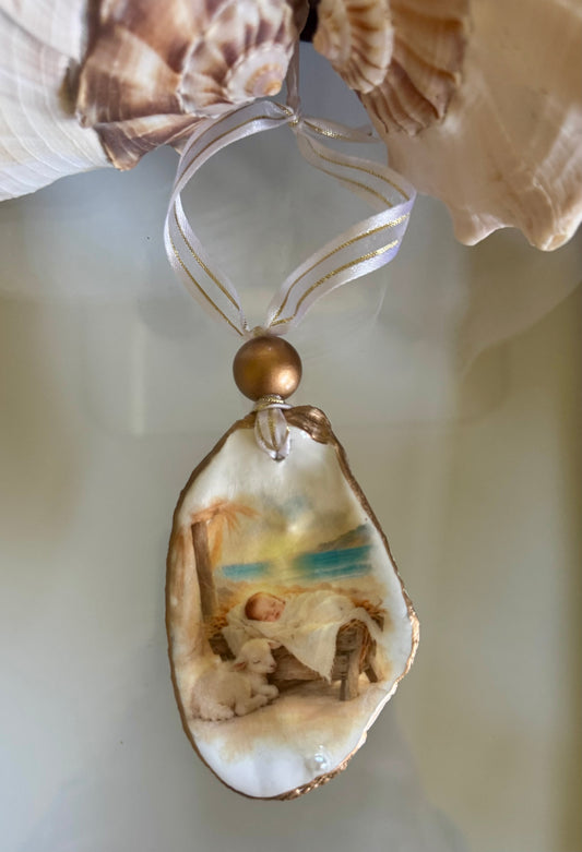 Coastal Nativity Shell Ornament