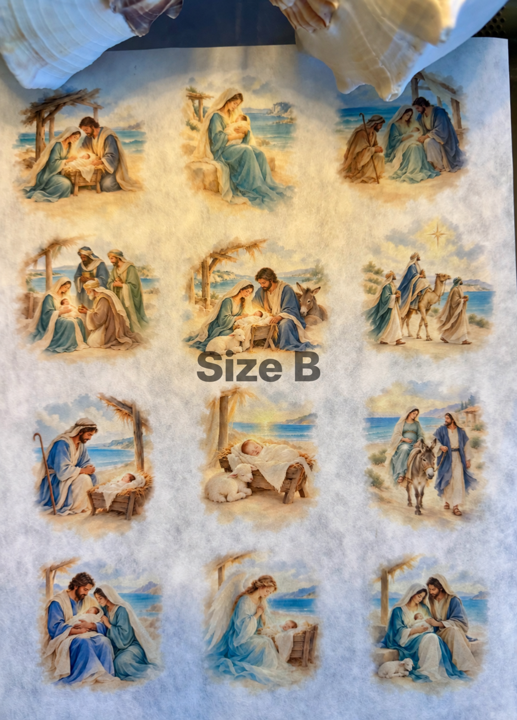 Coastal Nativity Decoupage Rice Paper