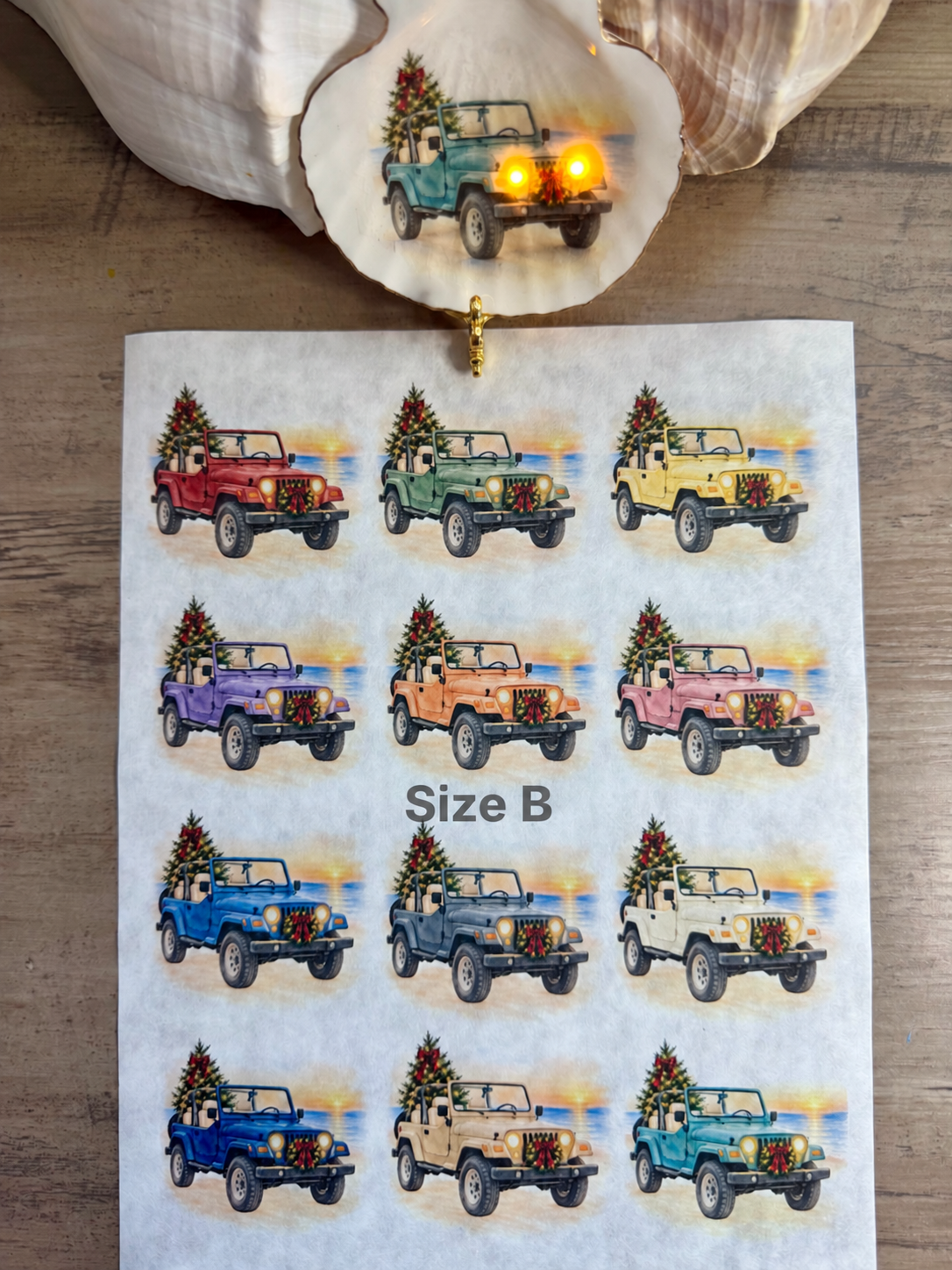 Coastal Christmas Utility Vehicle Glow Decoupage Paper